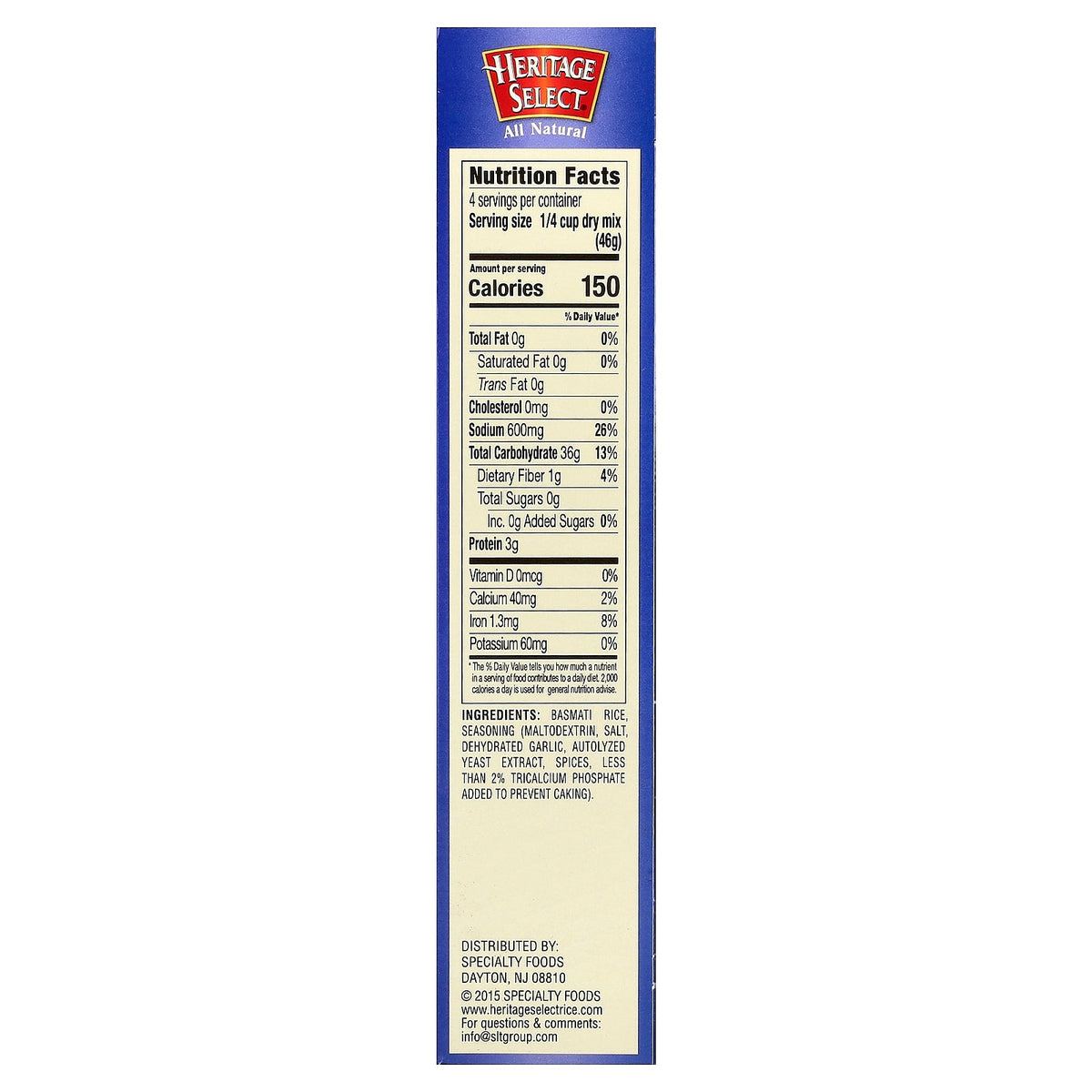 Heritage Select, Basmati Rice, Roasted Garlic & Herbs, 6.5 oz (184 g)