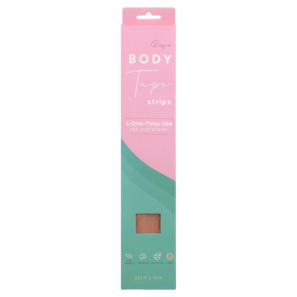 Risque, Body Tape Strips, Beige, 6 Pre-Cut Strips