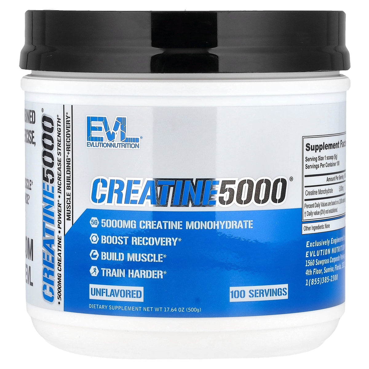 EVLution Nutrition, Creatine5000®, Unflavored, 17.64 oz (500 g)