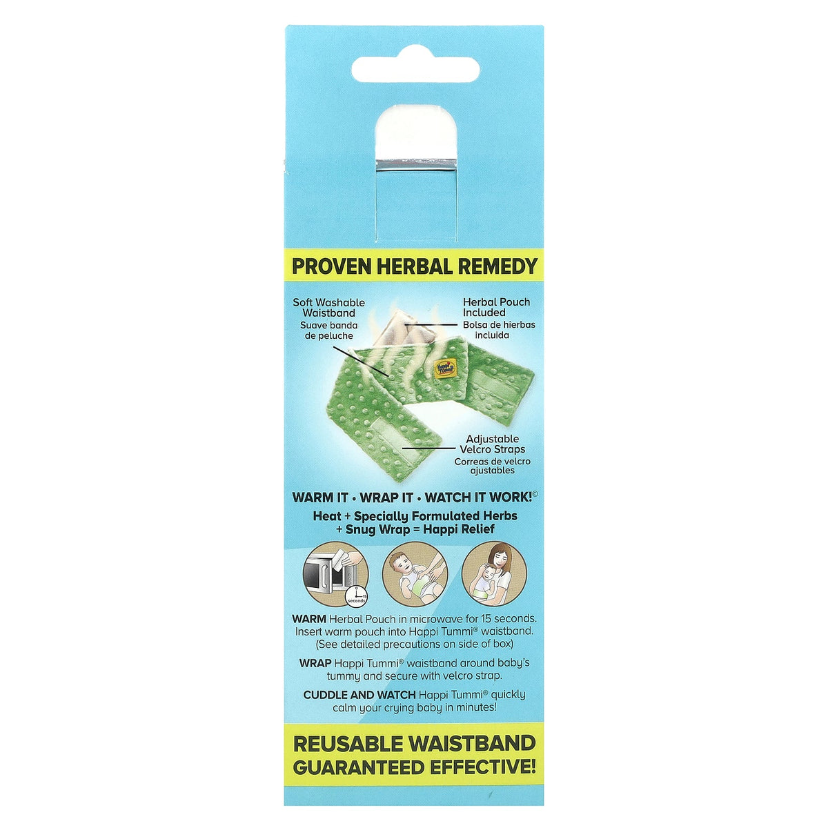 Happi Tummi, Fast Relief Colic & Gas, Natural Wrap, Infants to 36 Months, Green, 1 Wrap & 1 Herbal Pouch