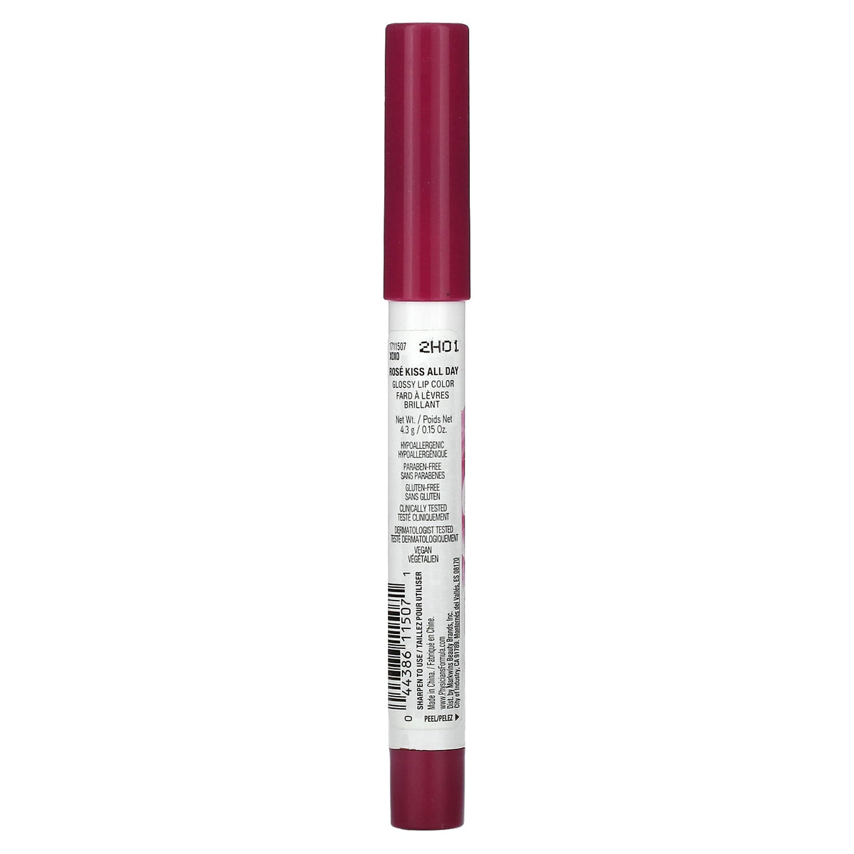 Physicians Formula, Rosé Kiss All Day, Glossy Lip Color, 1711507 XOXO, 0.15 oz (4.3 g)
