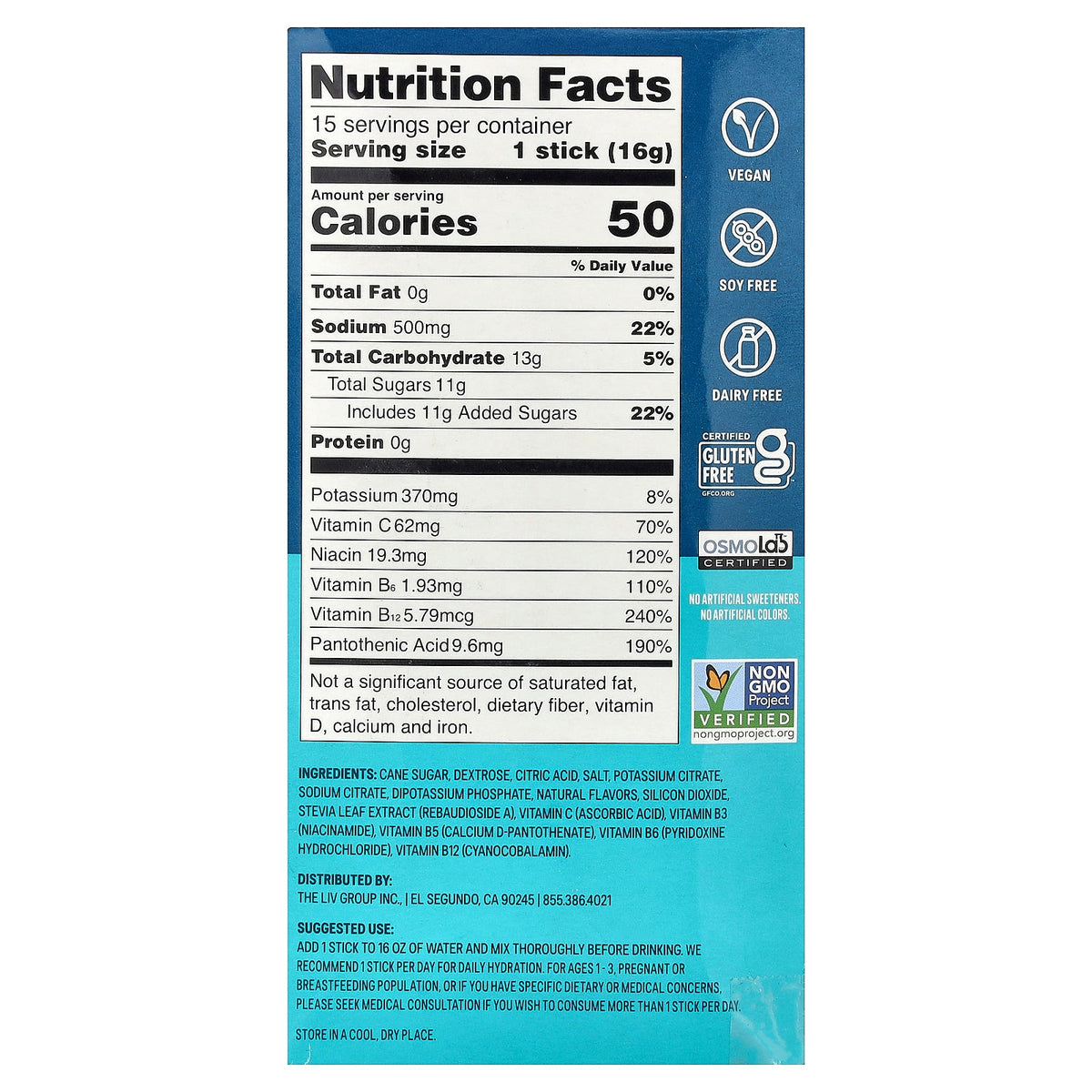 Liquid I.V., Hydration Multiplier®, Electrolyte Drink Mix, Orange Vanilla Dream, 15 Sticks, 0.56 oz (16 g) Each