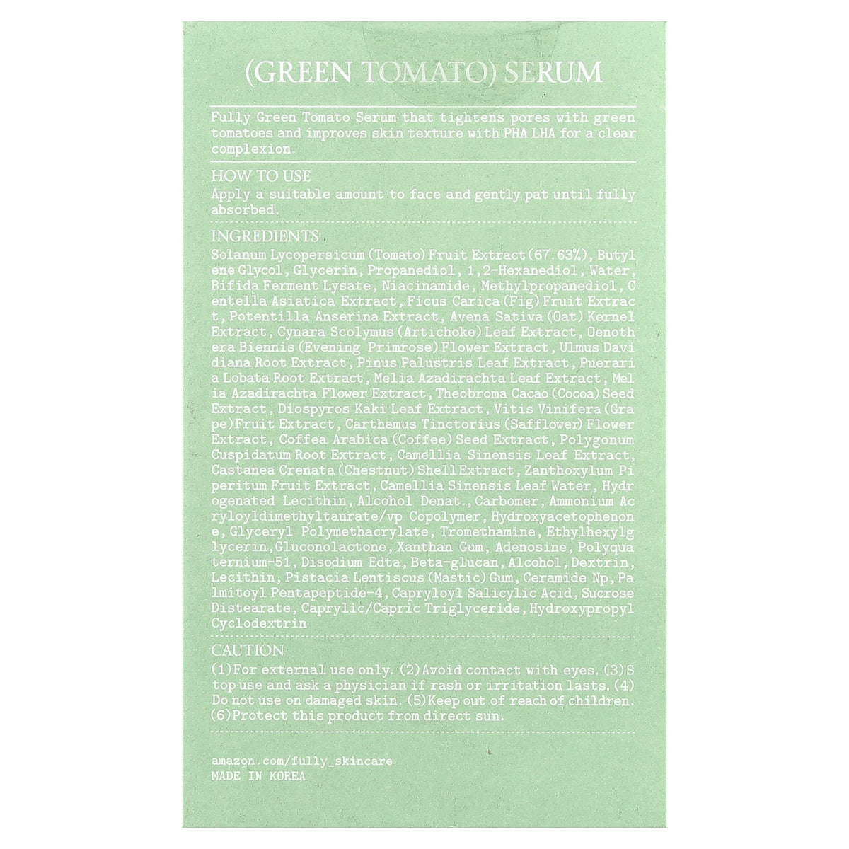 Fully, Green Tomato Serum, 1.01 fl oz (30 ml)
