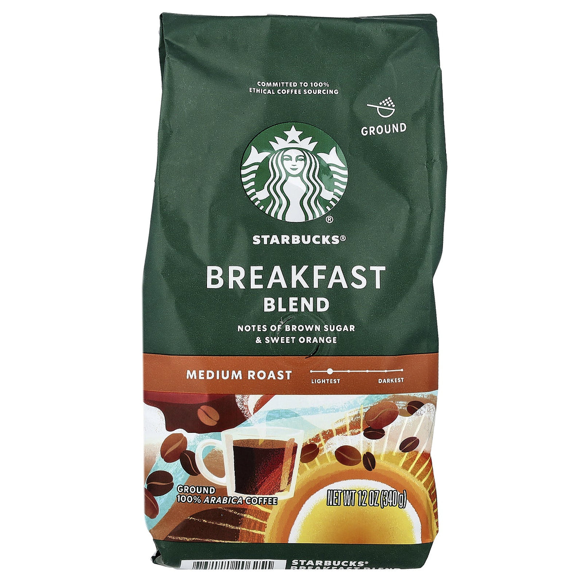 Starbucks, Breakfast Blend Coffee, Ground, Medium Roast, 12 oz (340 g)