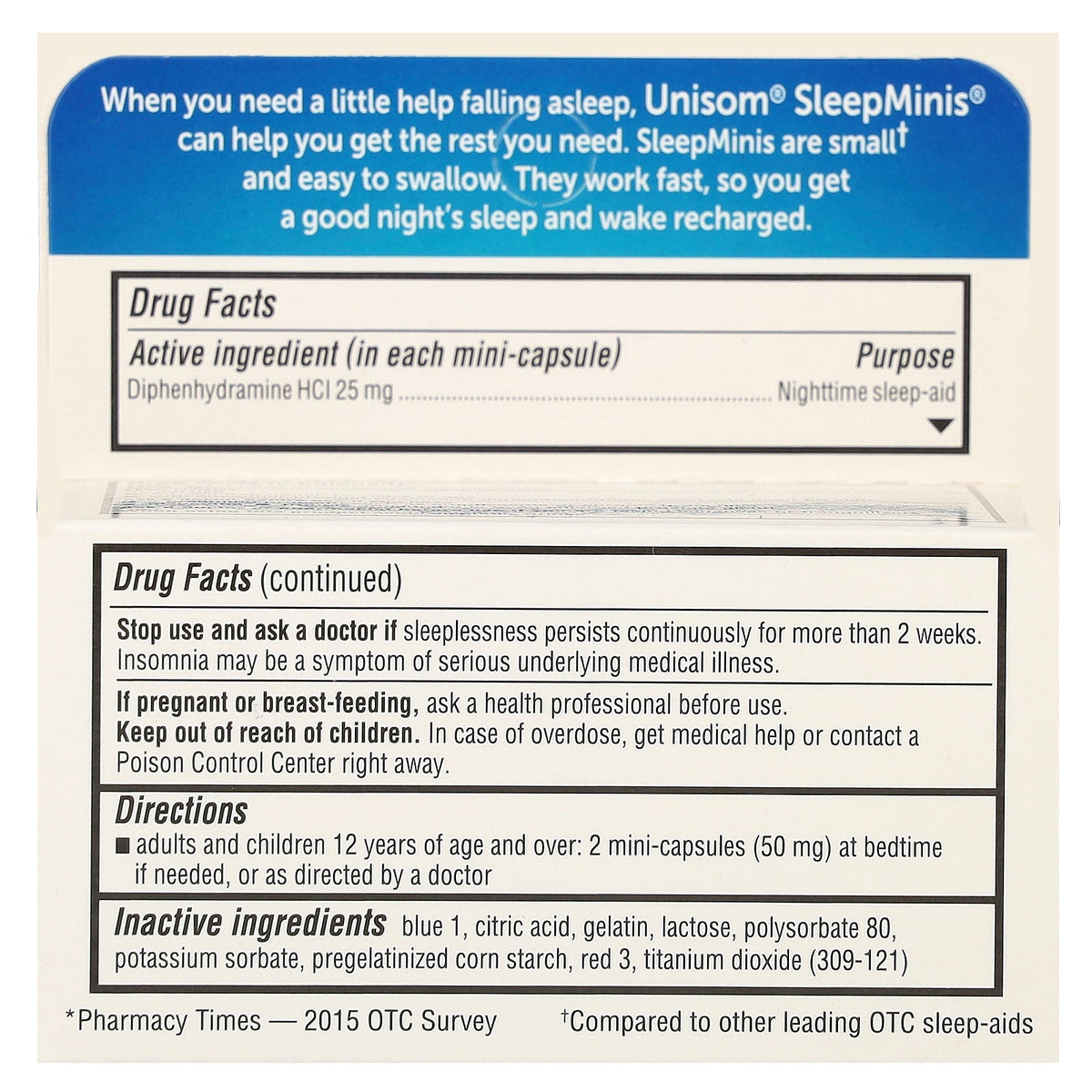 Unisom, SleepMinis, Nighttime Sleep-Aid, 25 mg, 60 Mini-Capsules
