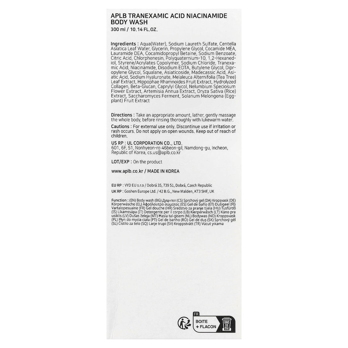 APLB, Tranexamic Acid Niacinamide Body Wash, 10.14 fl oz (300 ml)