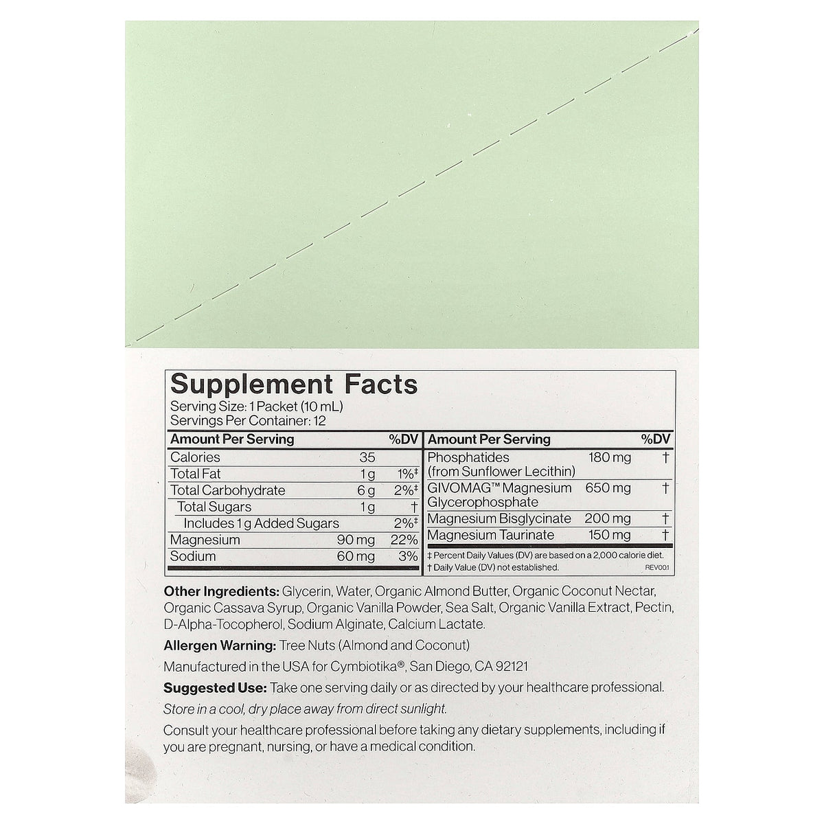 Cymbiotika, Liposomal Magnesium Complex, Vanilla Almond, 12 Liquid Packets, 0.3 fl oz (10 ml) Each