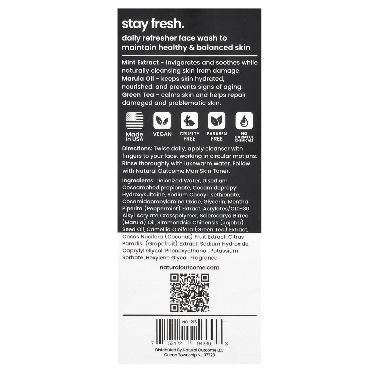 Natural Outcome, Man Skin, Stay Fresh Cleanser, 8 oz (236 ml)
