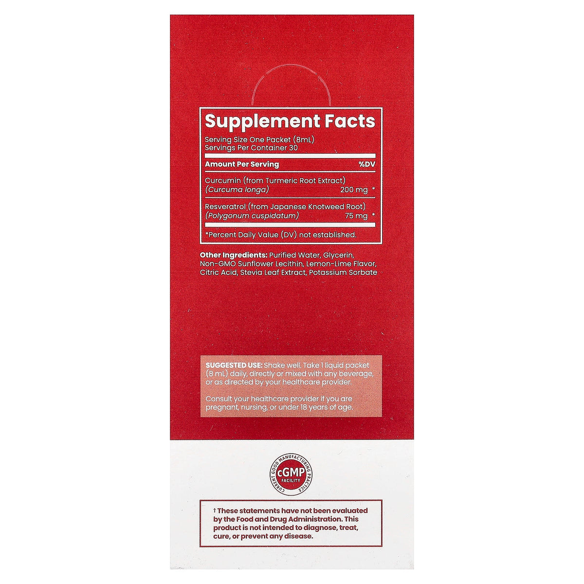 Rho Nutrition, Liposomal Curcumin + Resveratrol, 30 Liquid Packets, 0.27 fl oz (8 ml) Each