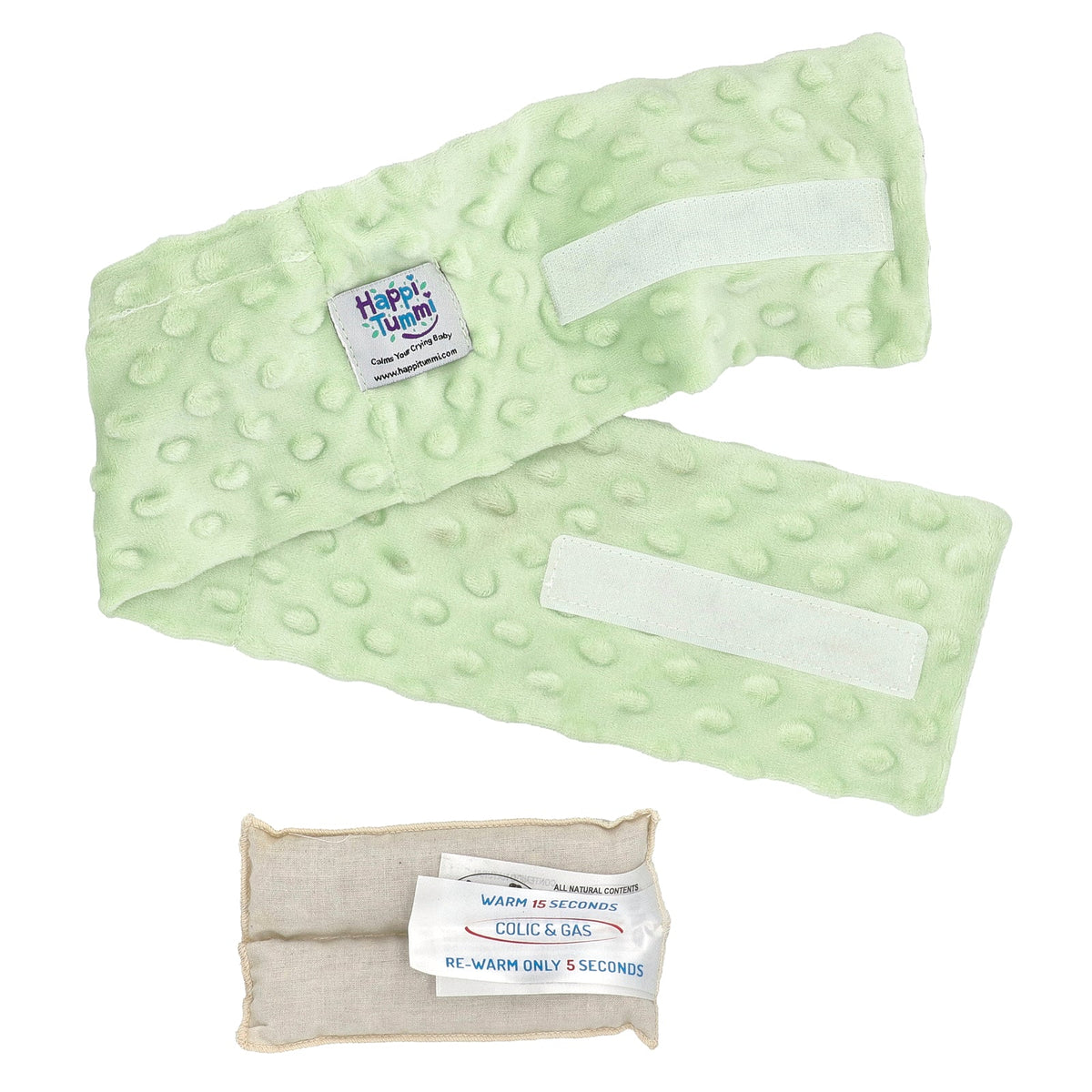 Happi Tummi, Fast Relief Colic & Gas, Natural Wrap, Infants to 36 Months, Green, 1 Wrap & 1 Herbal Pouch