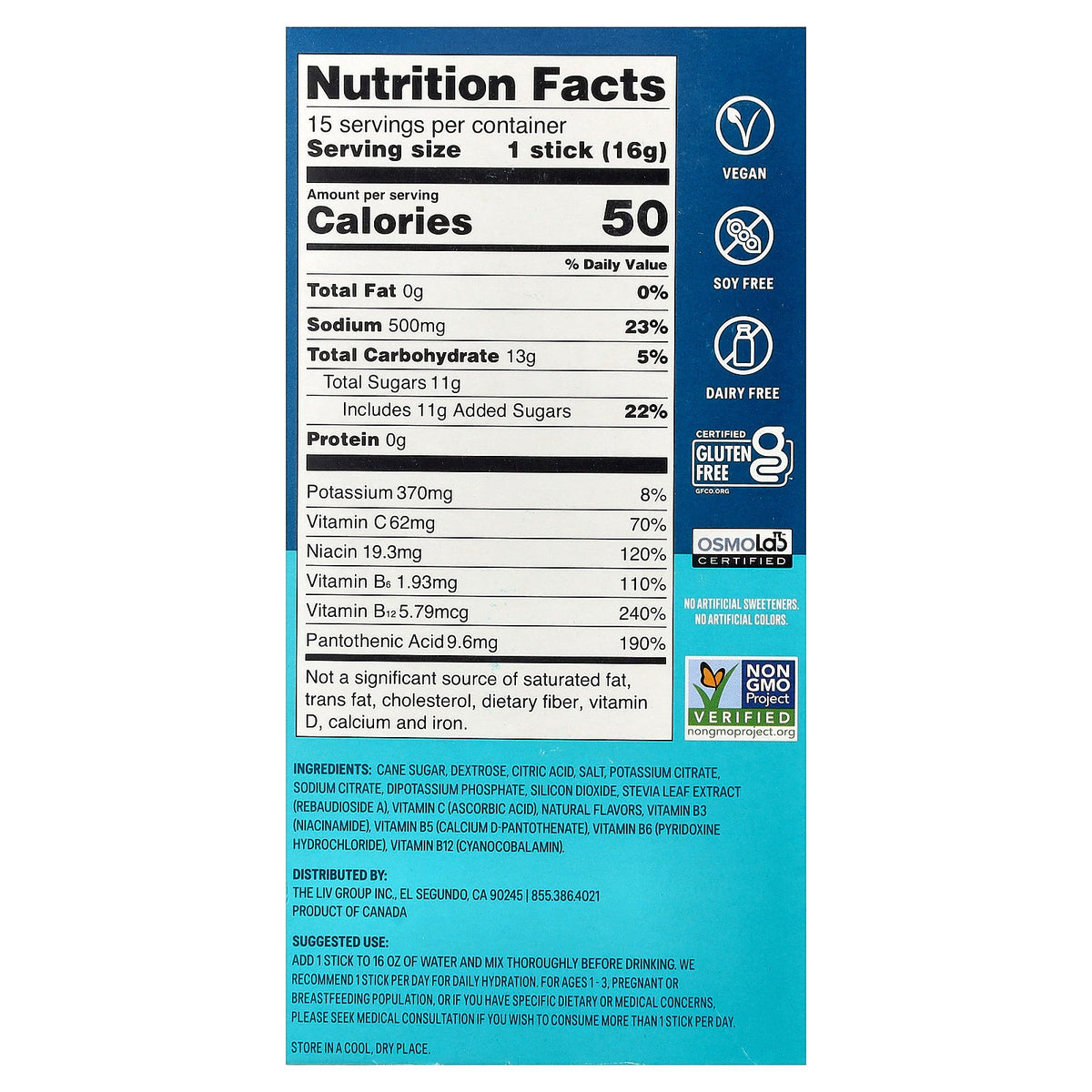 Liquid I.V., Hydration Multiplier®, Electrolyte Drink Mix, Tropical Punch, 15 Sicks, 0.56 oz (16 g) Each