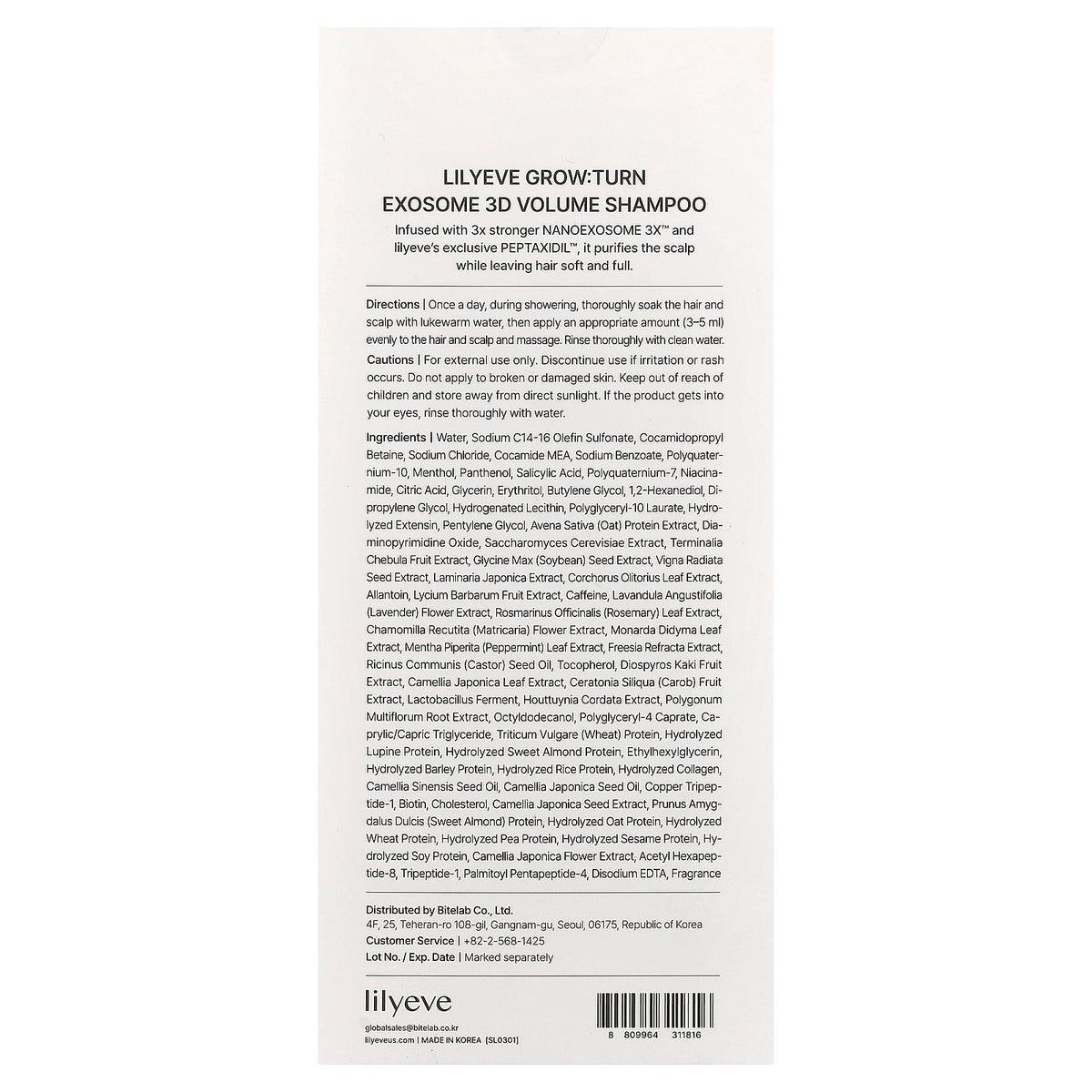 Lilyeve, Grow:Turn Exosome 3D Volume Shampoo, For Thinning Hair, 16.9 fl oz (500 ml)