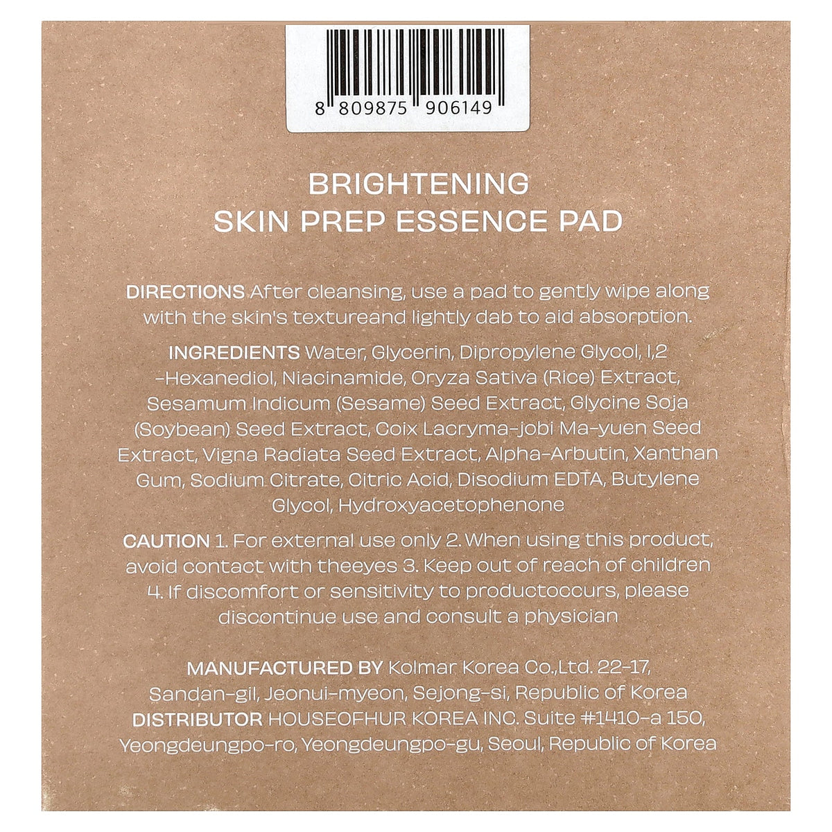 House of Hur, Brightening Skin Prep Essence Pad, 140 ml