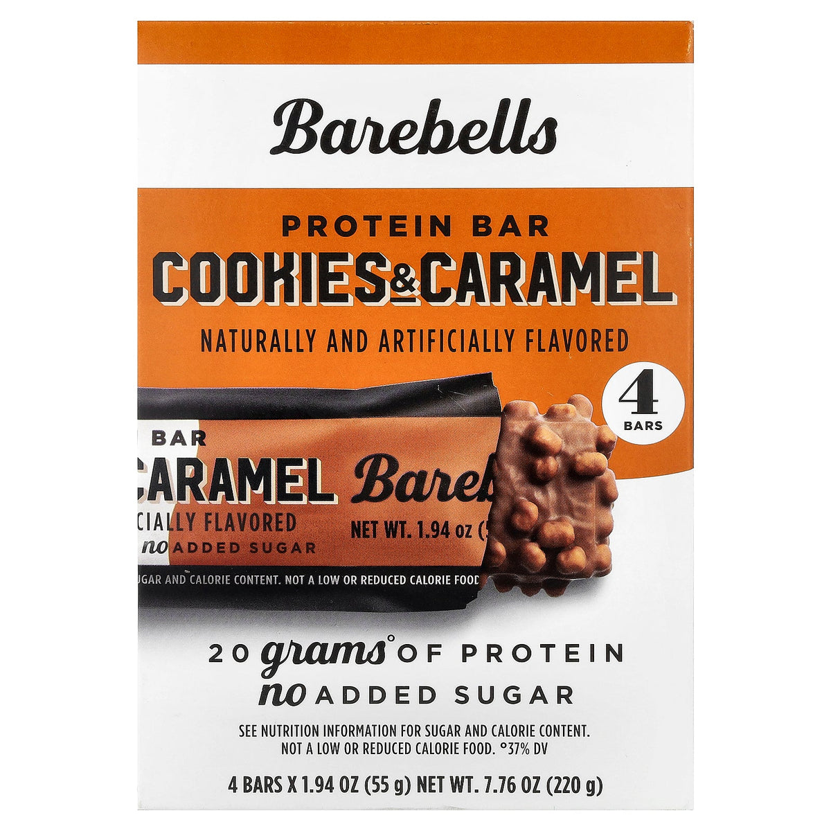 Barebells, Protein Bar, Cookies & Caramel, 4 Bars, 1.94 oz (55 g) Each
