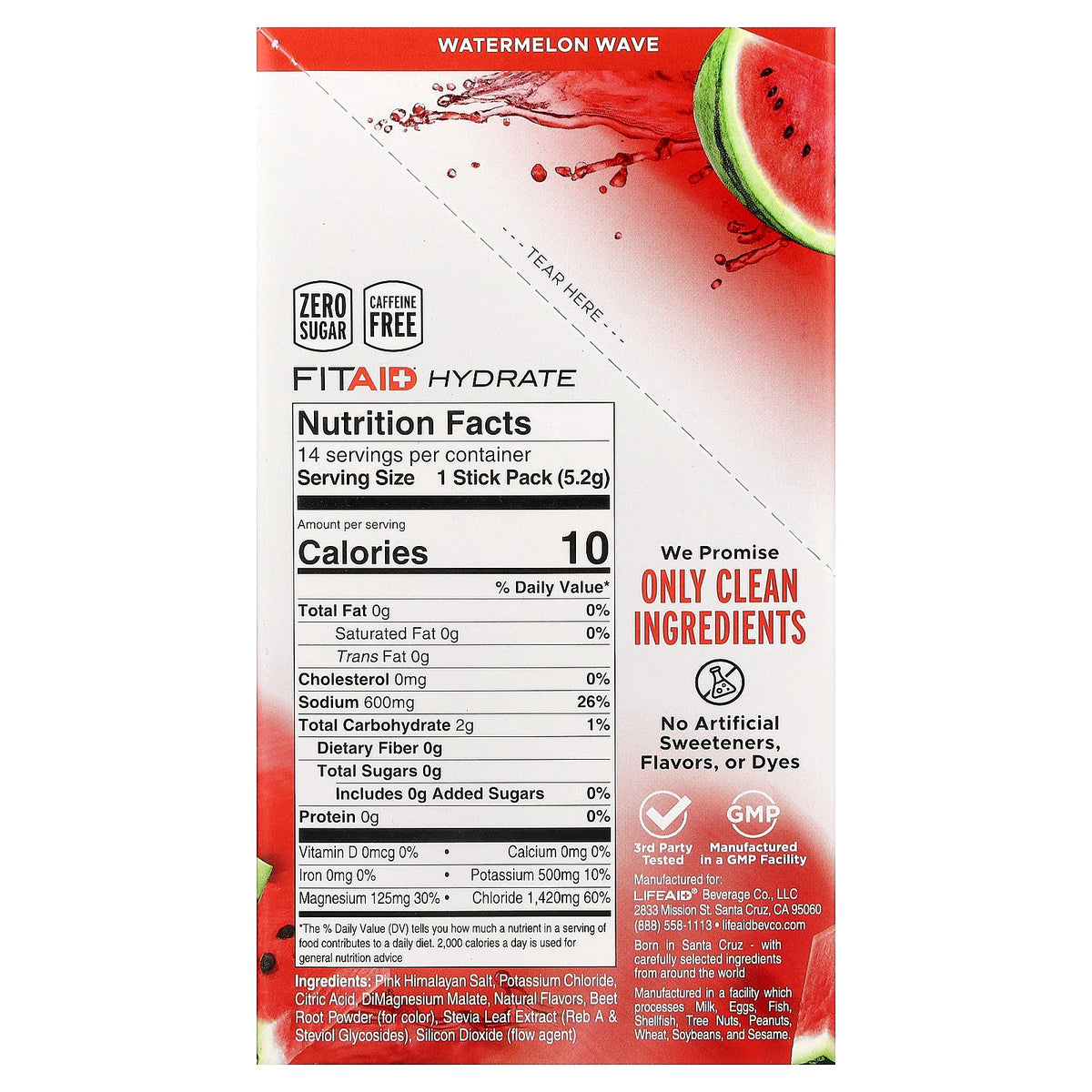FITAID, Hydrate, Watermelon Wave, 14 Sticks, 0.18 oz (5.2 g)