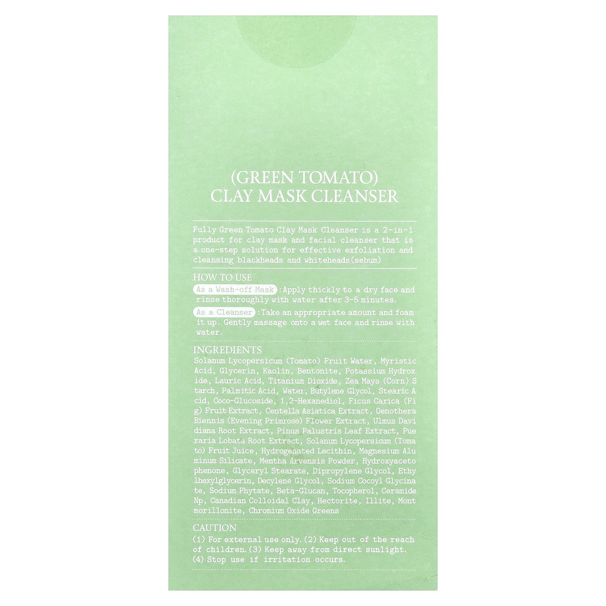 Fully, Green Tomato Clay Mask Cleanser, 4.05 fl oz (120 ml)