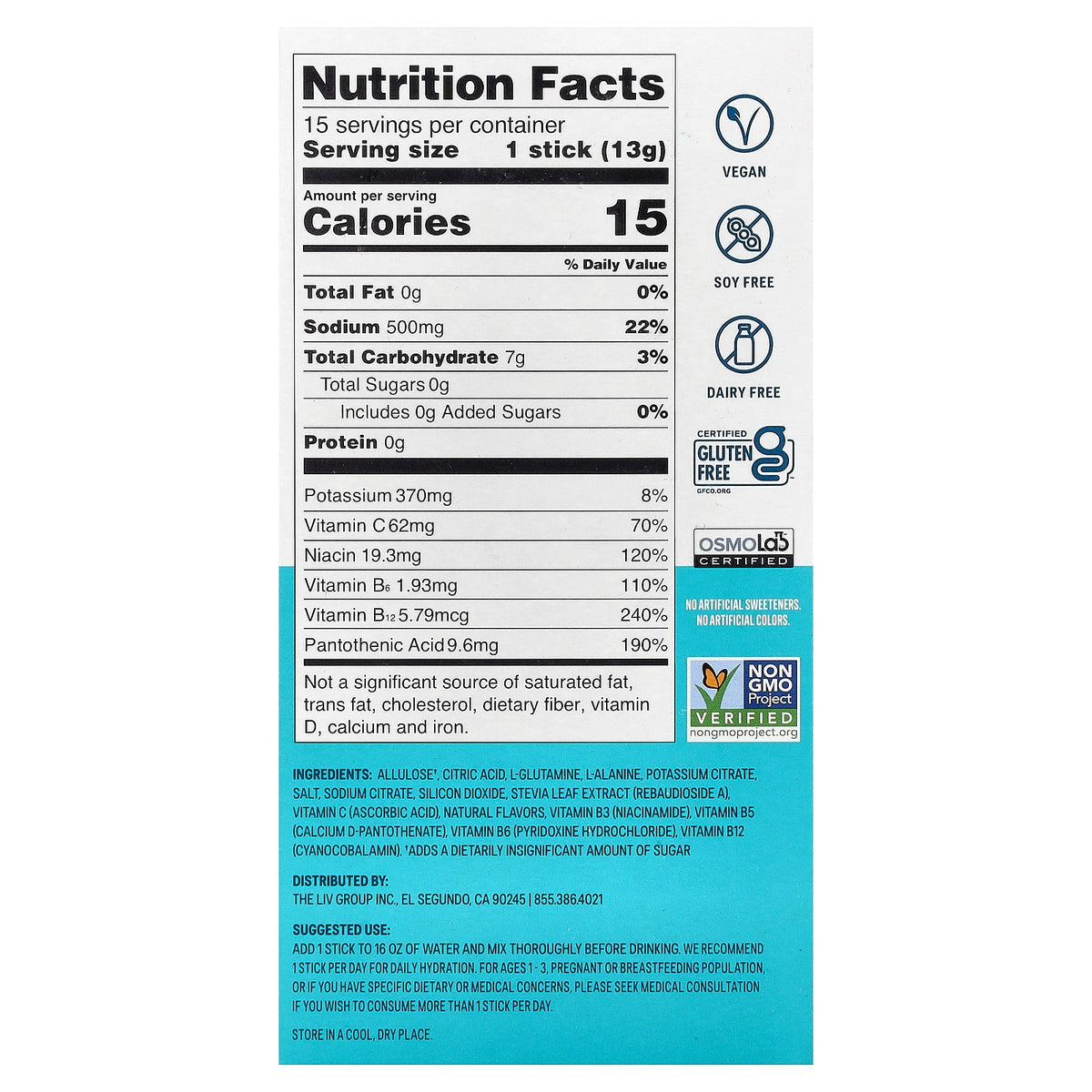 Liquid I.V., Hydration Multiplier®, Electrolyte Drink Mix, Strawberry Watermelon, 15 Sticks, 0.45 oz (13 g) Each