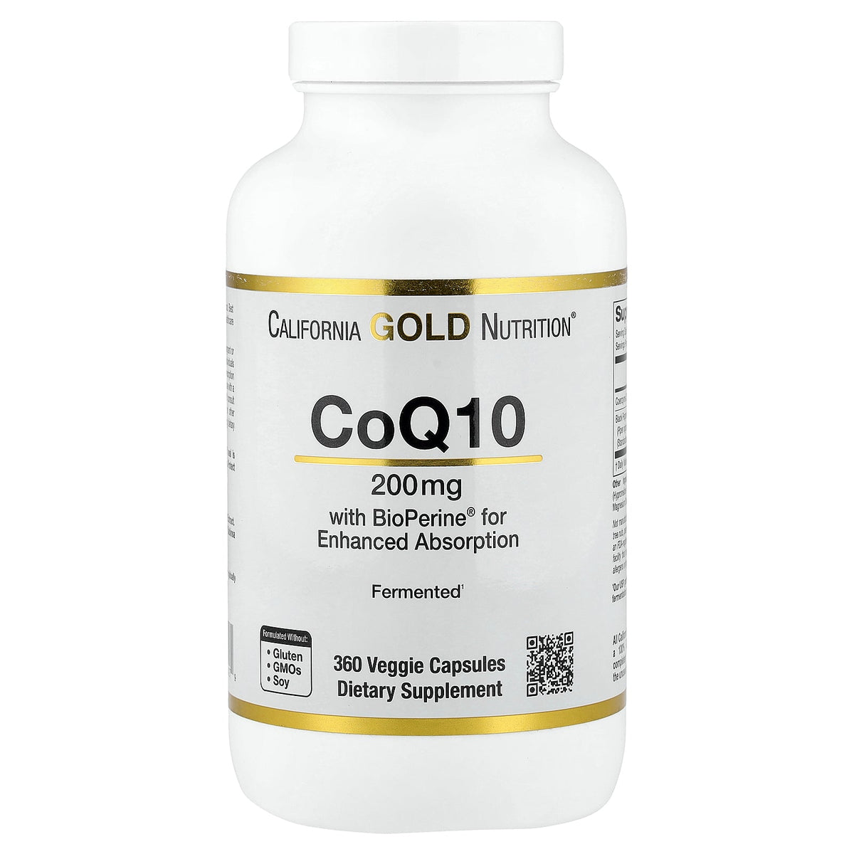 California Gold Nutrition, CoQ10 with Bioperine® Black Pepper Extract, 360 Veggie Capsules