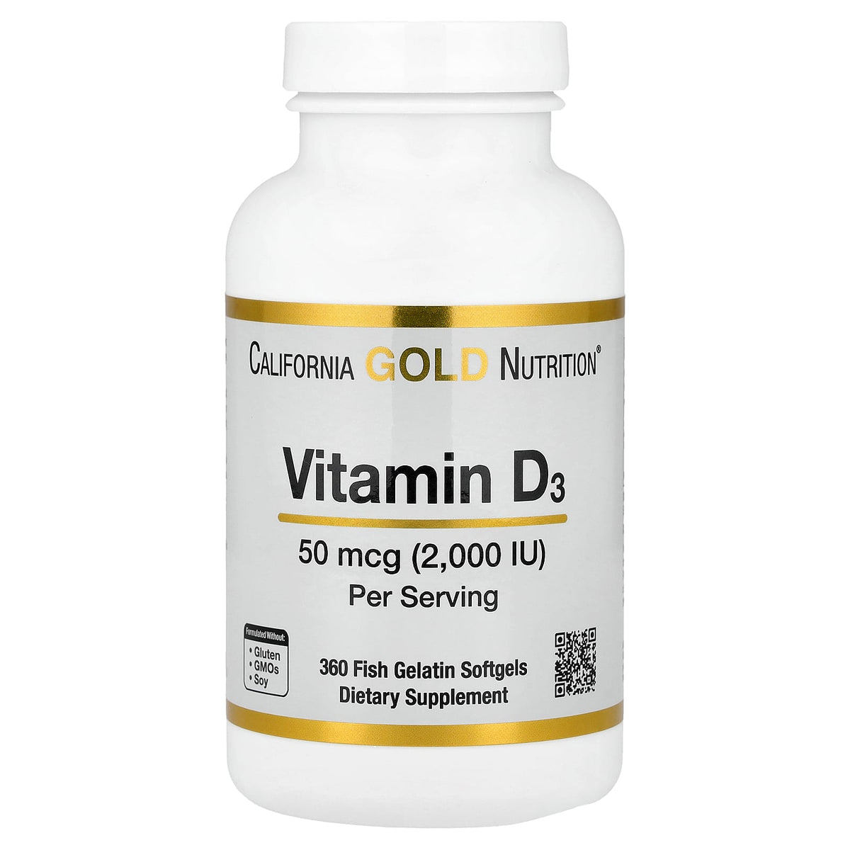 California Gold Nutrition, Vitamin D3, 50 mcg (2,000 IU), 360 Fish Gelatin Softgels