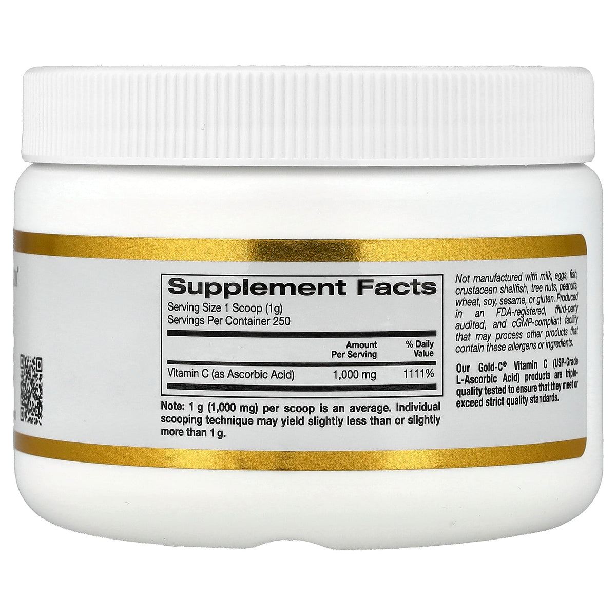 California Gold Nutrition, Gold C® Powder, USP Grade Vitamin C, 1,000 mg, 8.81 oz (250 g)