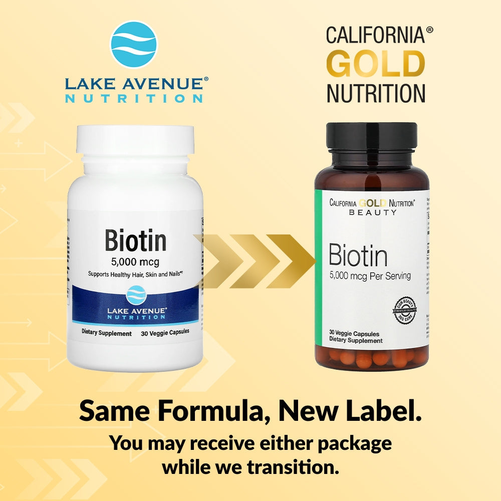 California Gold Nutrition, Biotin, 5,000 mcg, 30 Veggie Capsules