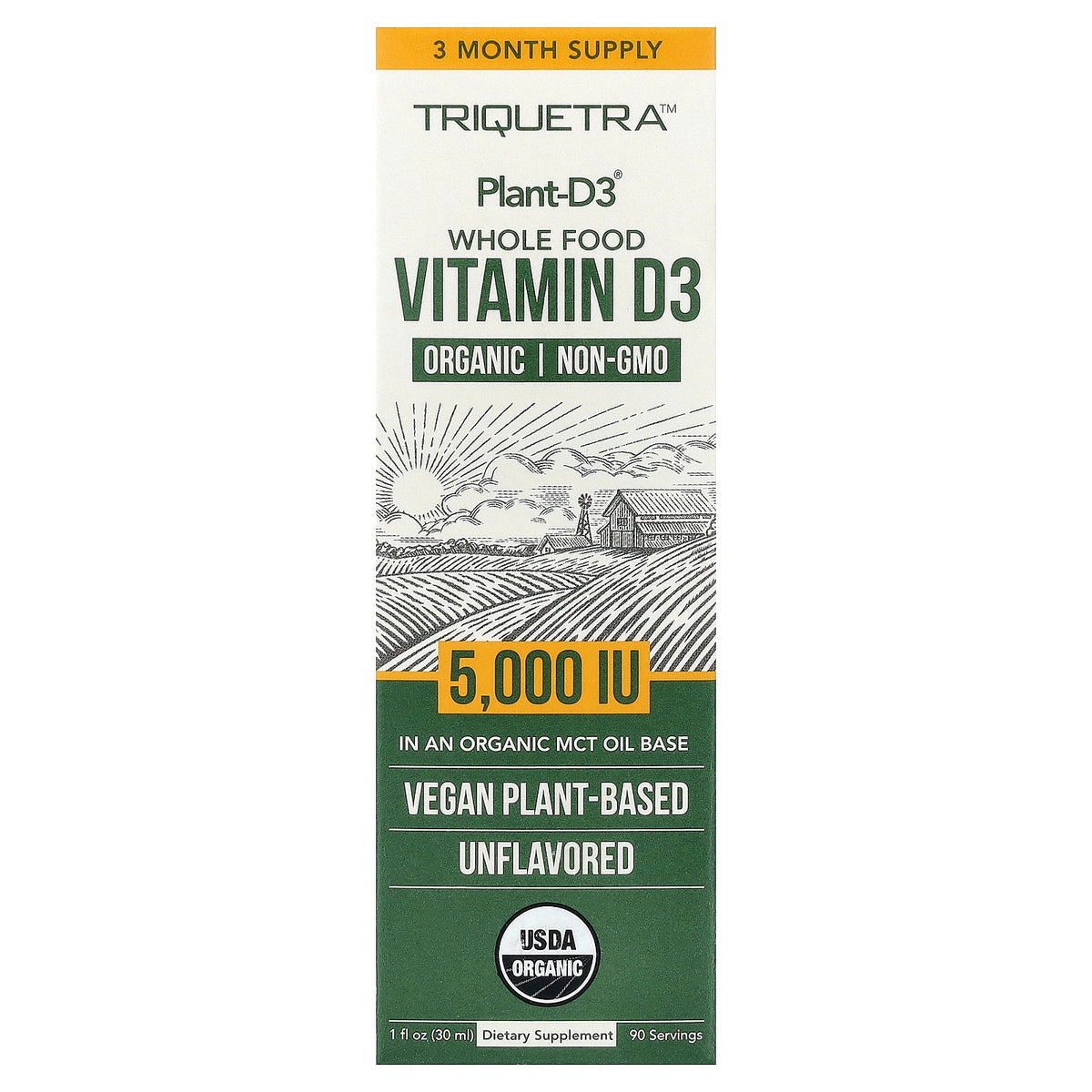Triquetra, Plant-D3® Organic Whole Food Vitamin D3, Unflavored, 1 fl oz (30 ml)