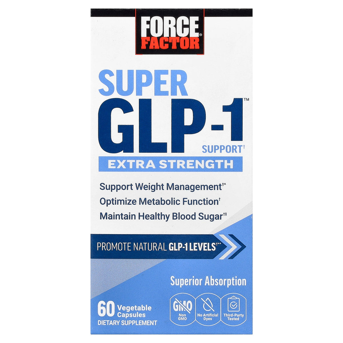 Force Factor, Super GLP-1™ Support, 60 Vegetable Capsules