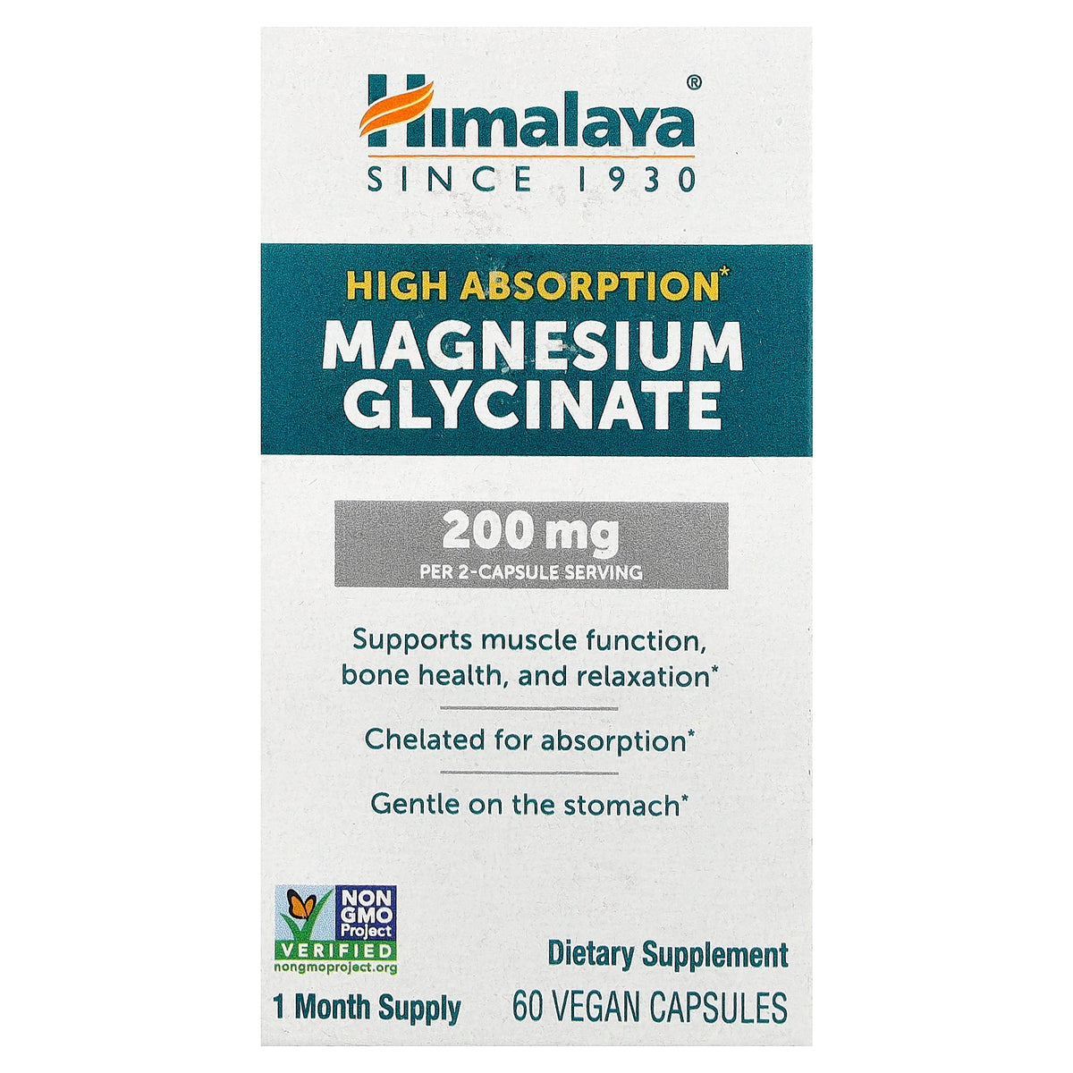 Himalaya, High Absorption Magnesium Glycinate, 60 Vegan Capsules (100 mg per Capsule)