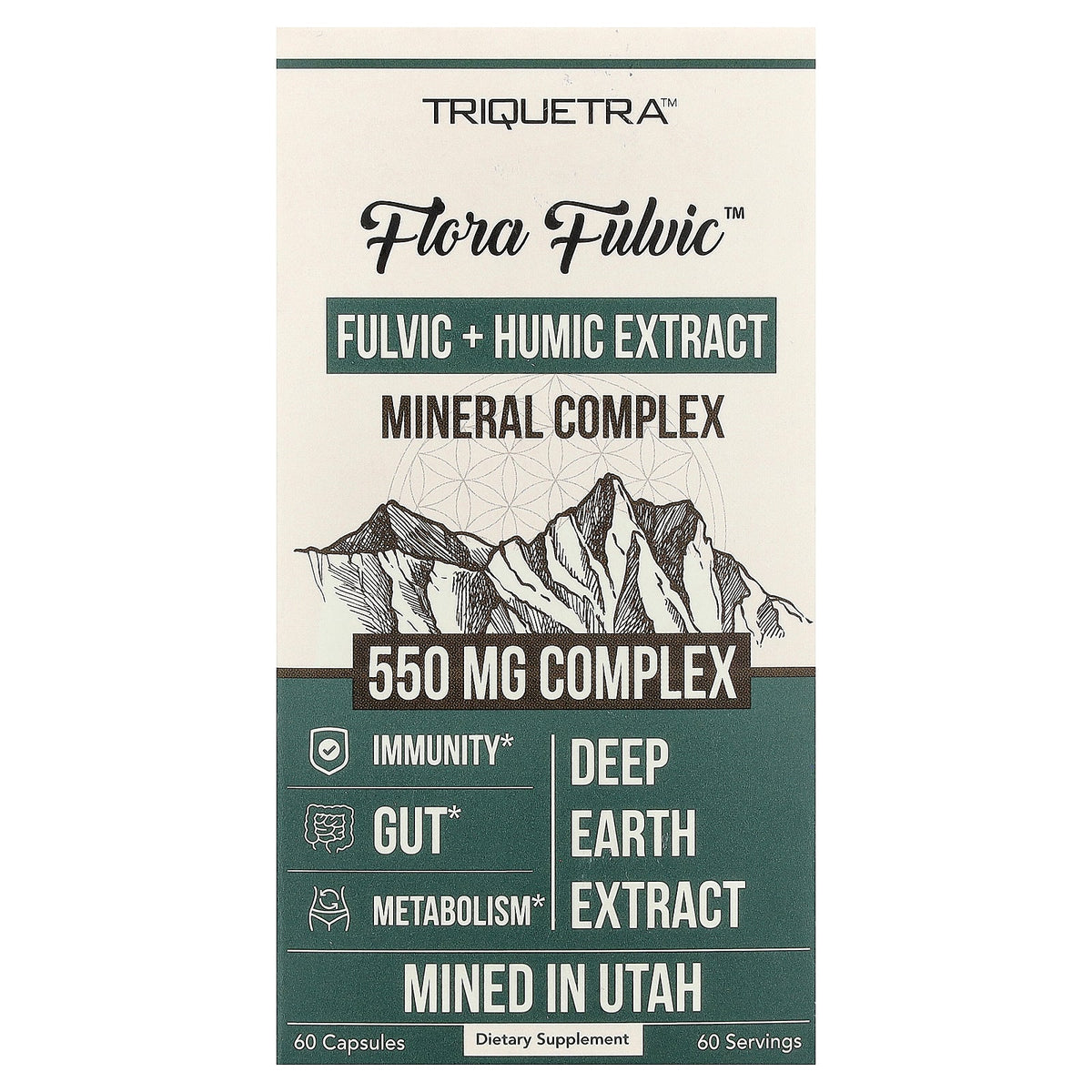 Triquetra, Flora Fulvic™, Fulvic + Humic Extract Mineral Complex, 550 mg, 60 Capsules
