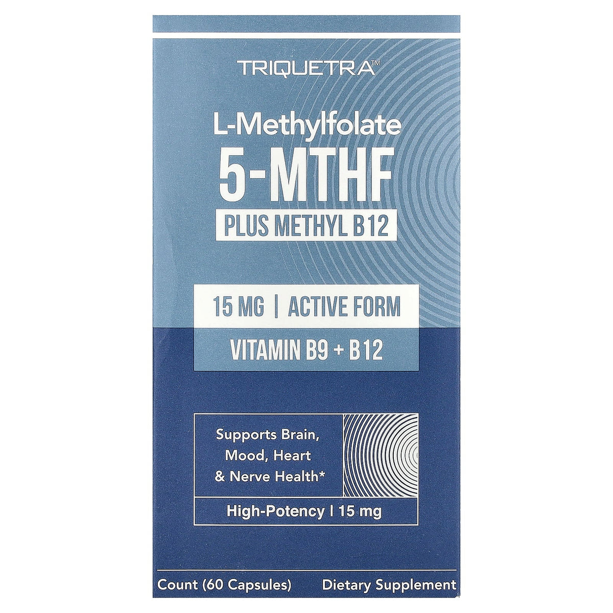 Triquetra, L-Methylfolate 5-MTHF Plus Methyl B12, 60 Capsules