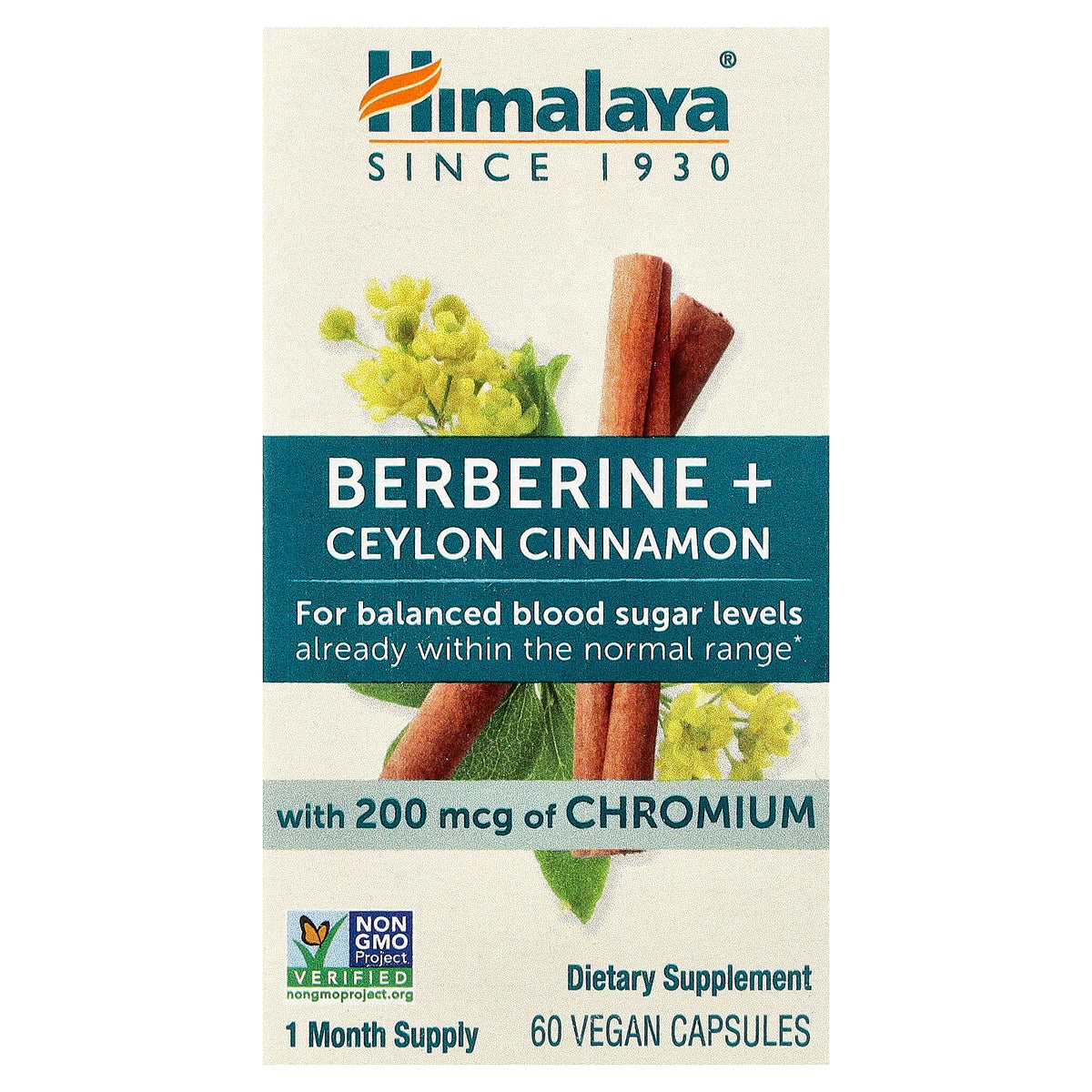Himalaya, Berberine + Ceylon Cinnamon With Chromium, 60 Vegan Capsules