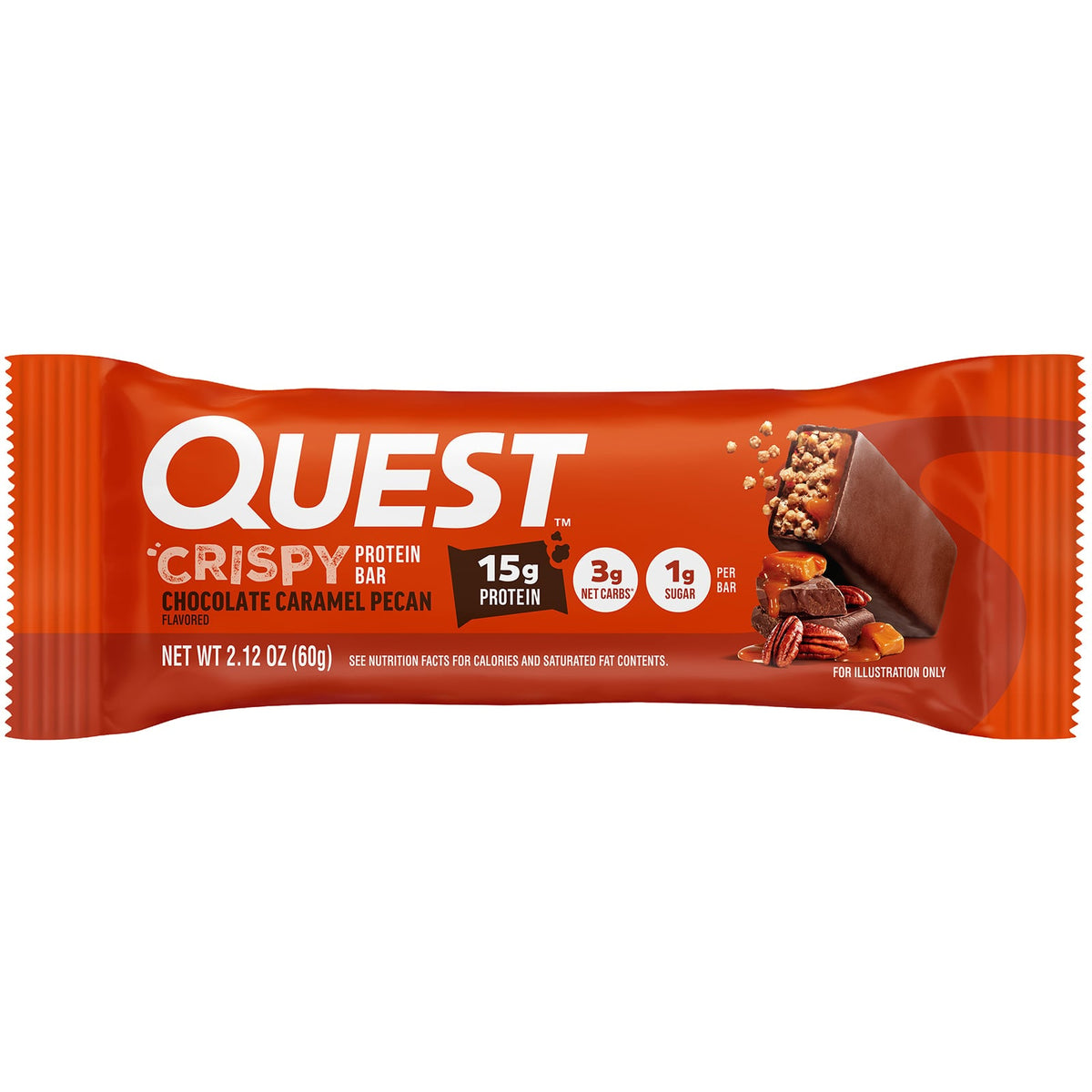 Quest Nutrition, Protein Bar, Crispy Chocolate Caramel Pecan, 4 Bars, 2.12 oz (60 g) Each