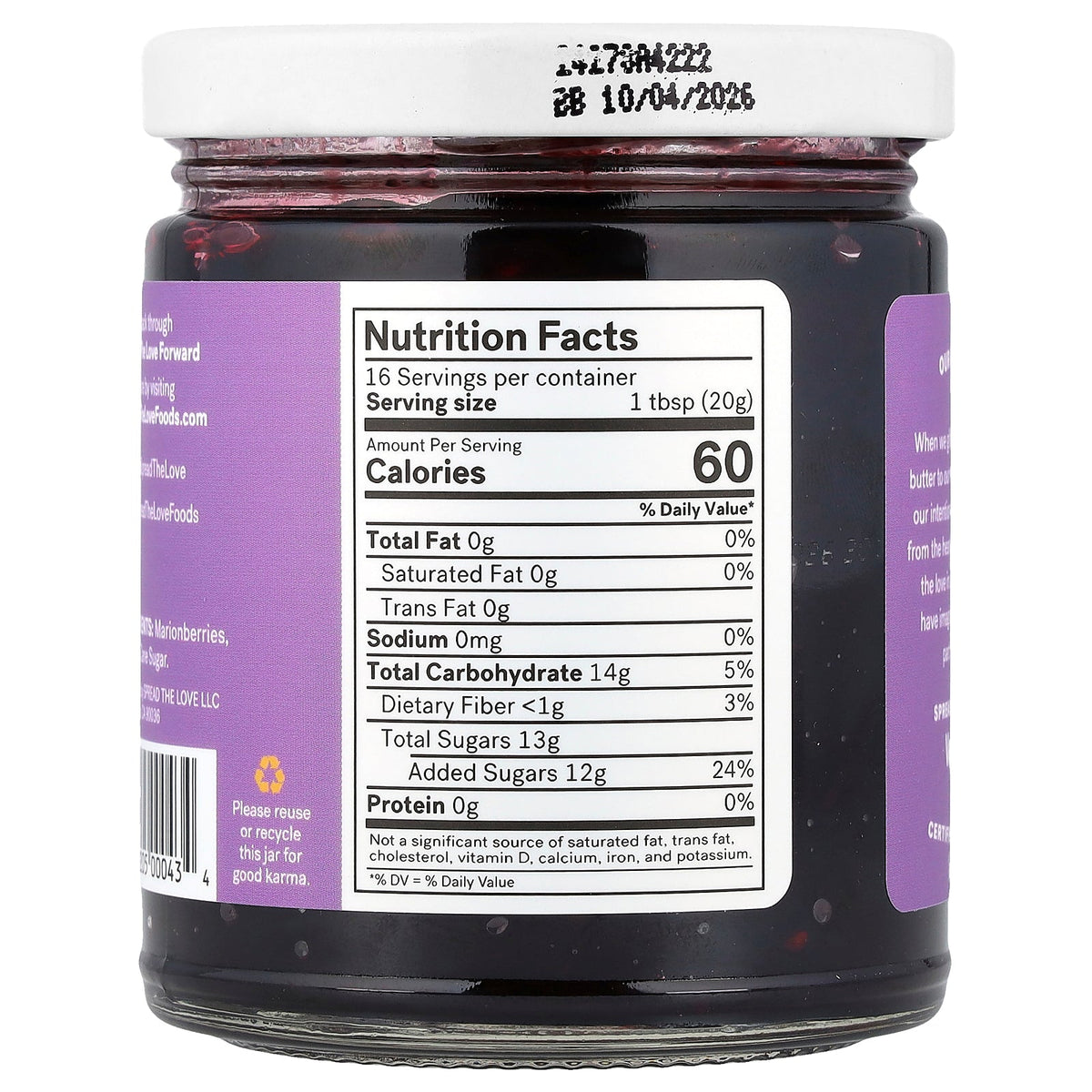 Spread The Love, Artisan Marionberry Jam, 11.5 oz (326 g)