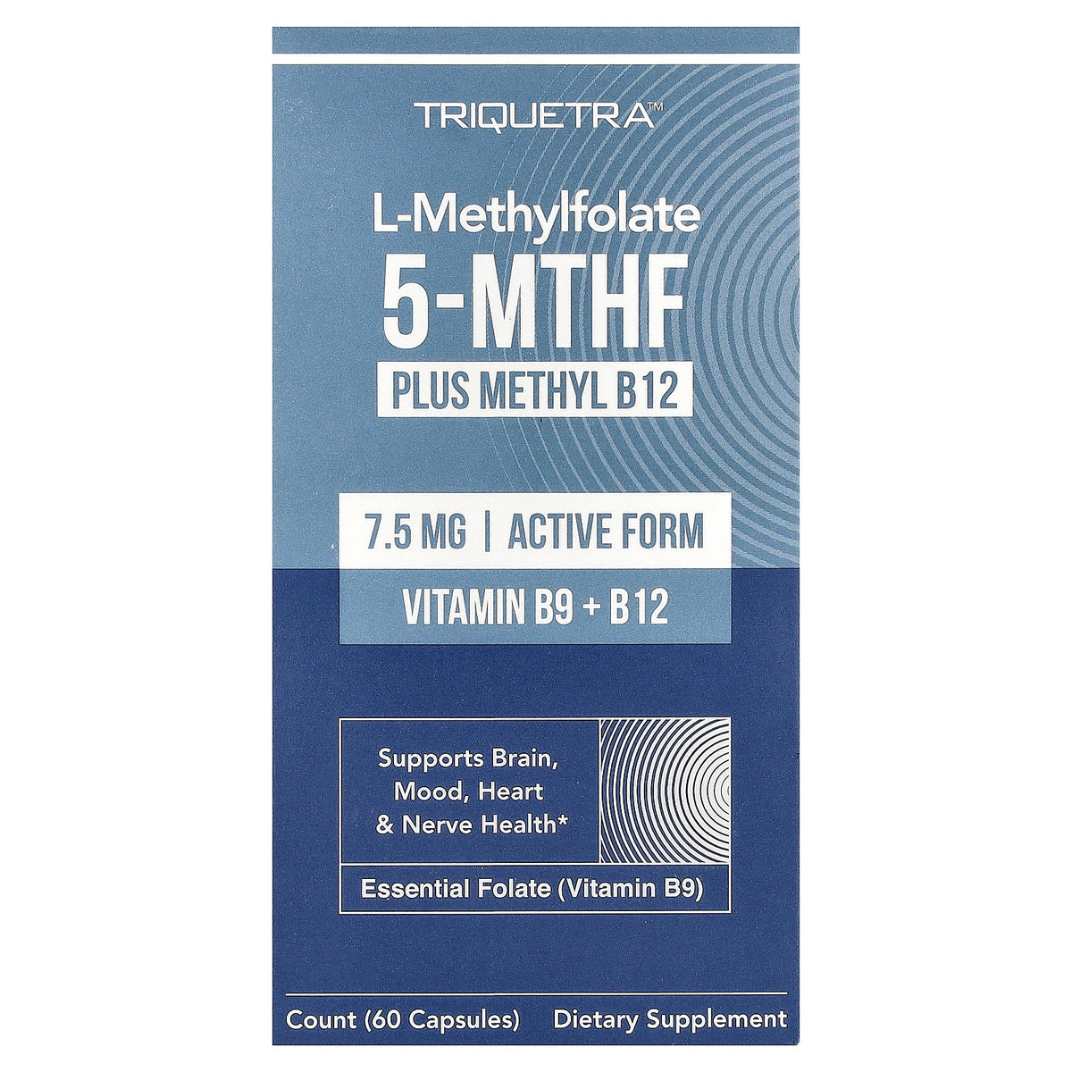 Triquetra, L-Methylfolate 5-MTHF plus Methyl B-12, 60 Capsules
