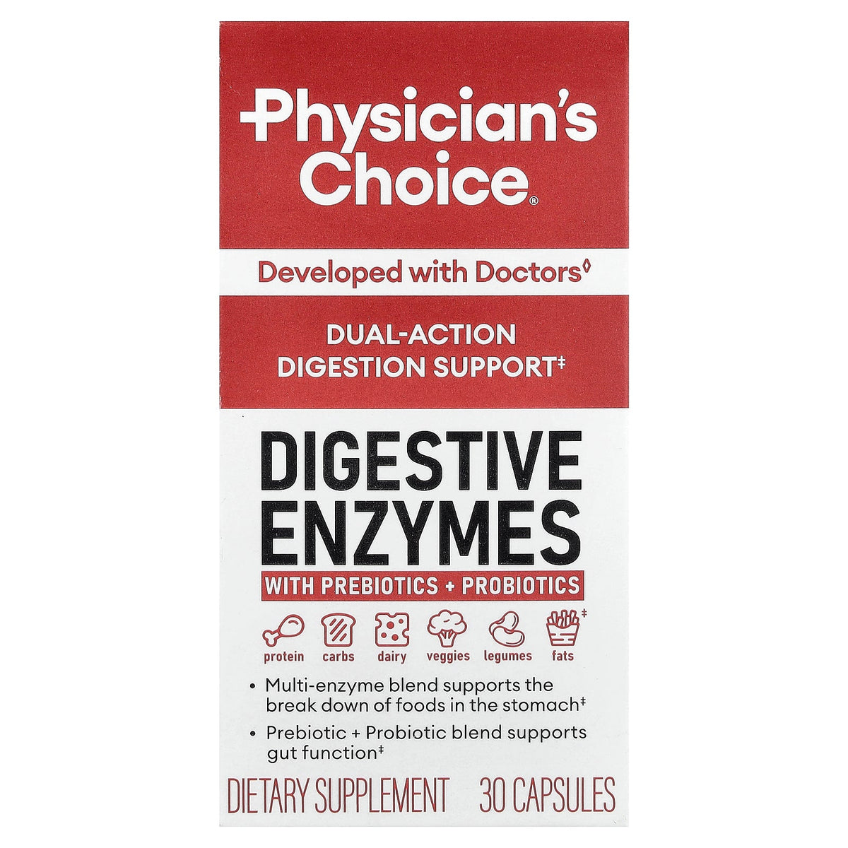 Physician's Choice, Digestive Enzymes With Prebiotic + Probiotics, 30 Capsules