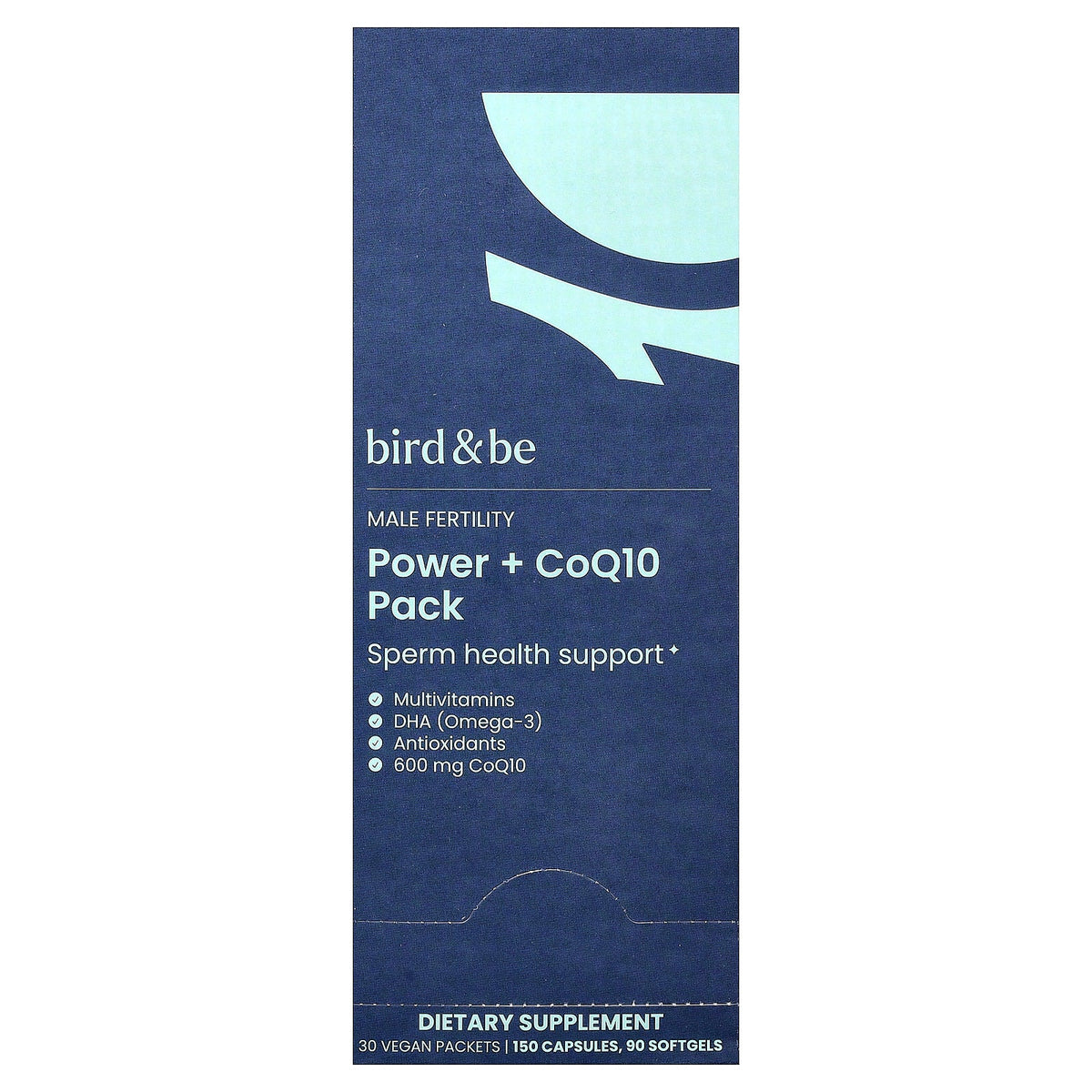 Bird&Be, Male Fertility Power + CoQ10 Pack, 30 Vegan Packets