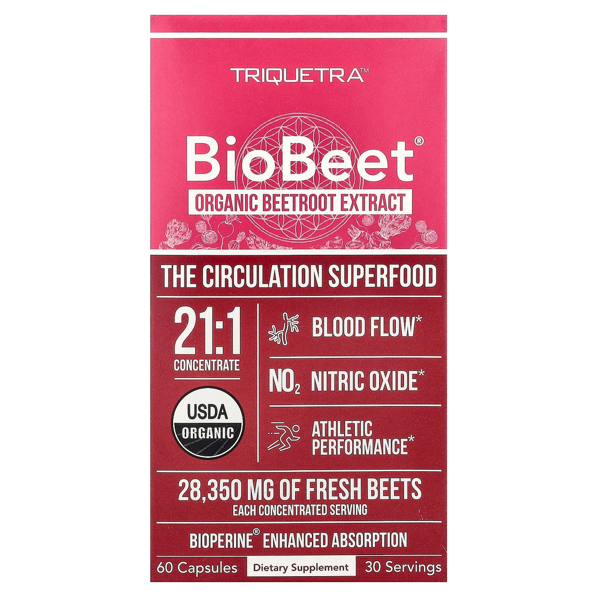 Triquetra, BioBeet®, Organic Beetroot Extract, 60 Capsules
