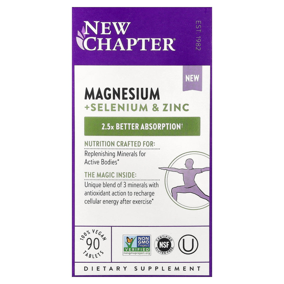 New Chapter, Magnesium + Selenium & Zinc, 90 Vegan Tablets