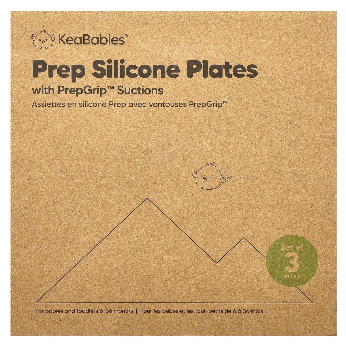 KeaBabies, Prep Silicone Plates with PrepGrip™ Suctions, 6-36 Months, Desert, 3 Pack