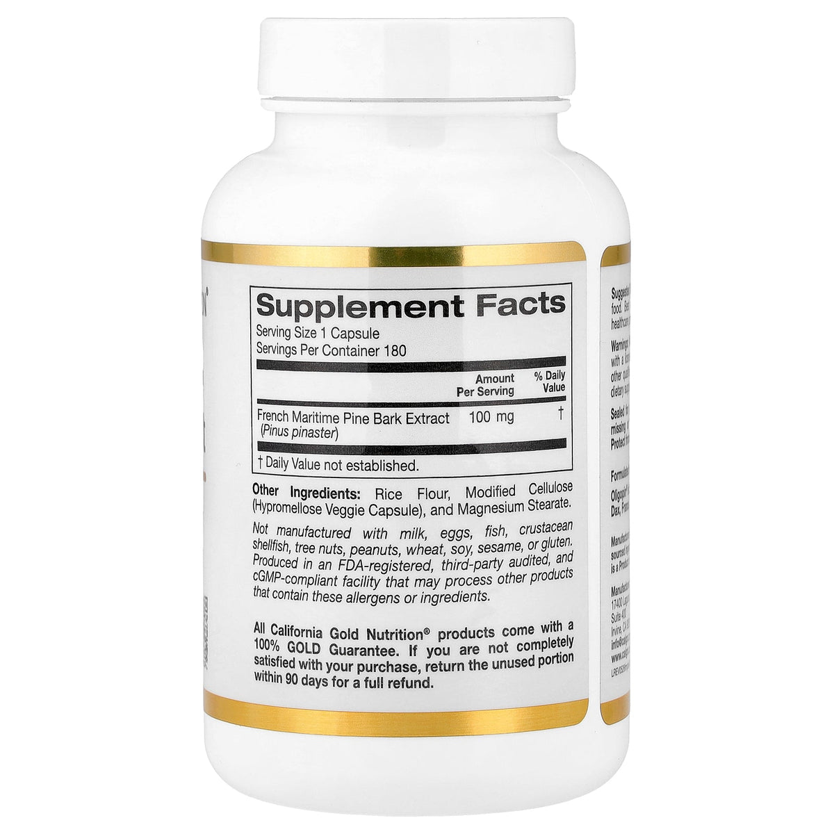 California Gold Nutrition, French Maritime Pine Bark Extract, Oligopin®, 100 mg, 180 Veggie Capsules