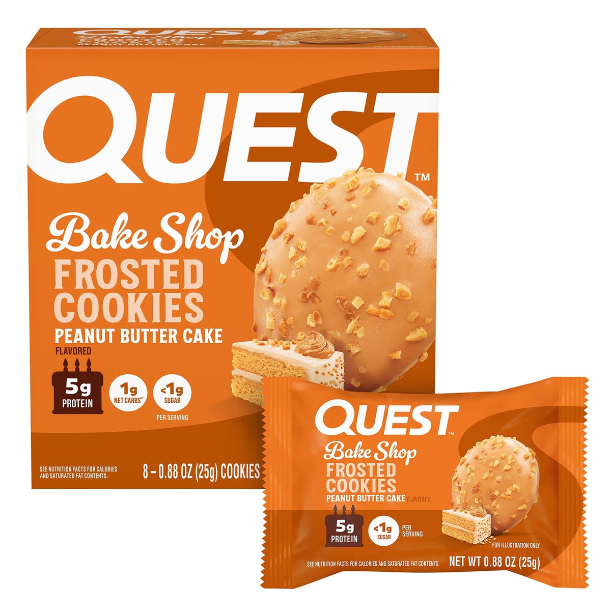 Quest Nutrition, Bake Shop, Frosted Cookies, Peanut Butter Cake, 8 Cookies, 0.88 oz (25 g) Each