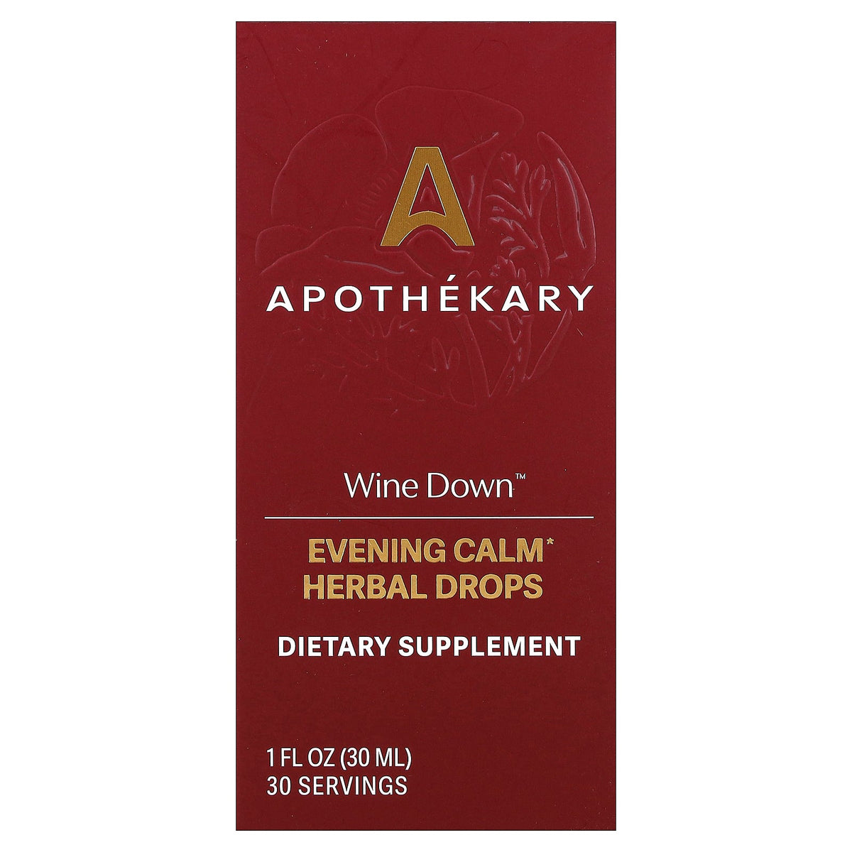 Apothekary, Wine Down™, Evening Calm Herbal Drops, 1 fl oz (30 ml)