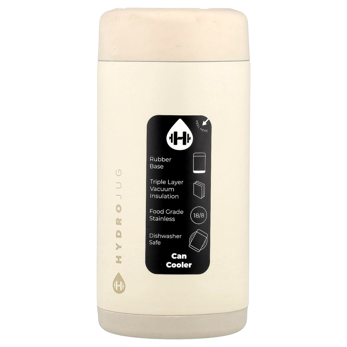 HydroJug, Slim Can Cooler, Cream, 12 oz