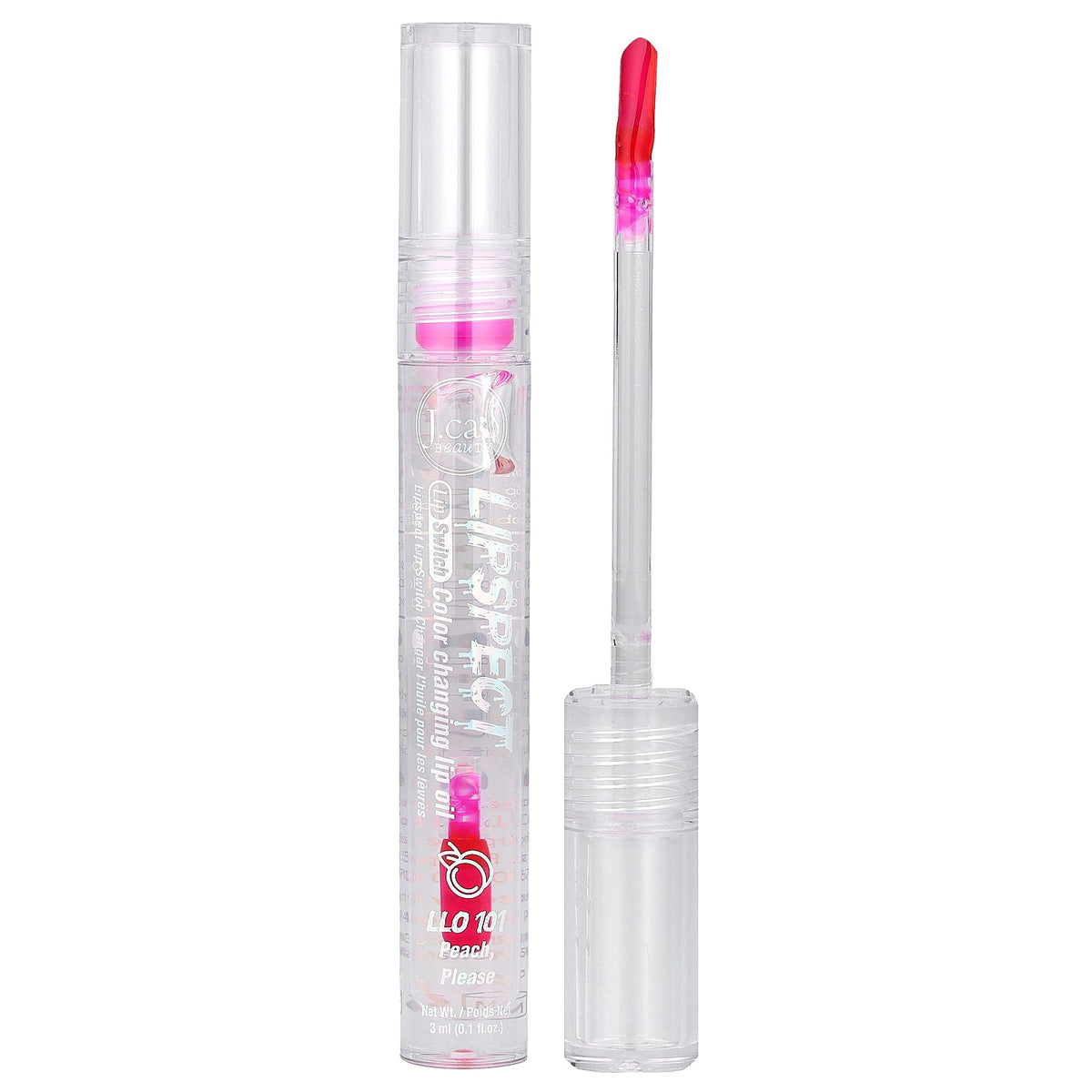 J.Cat Beauty, Lipspect Lip Switch, Color Changing Lip Oil, LLO 101 Peach, Please, 0.1 fl oz (3 ml)
