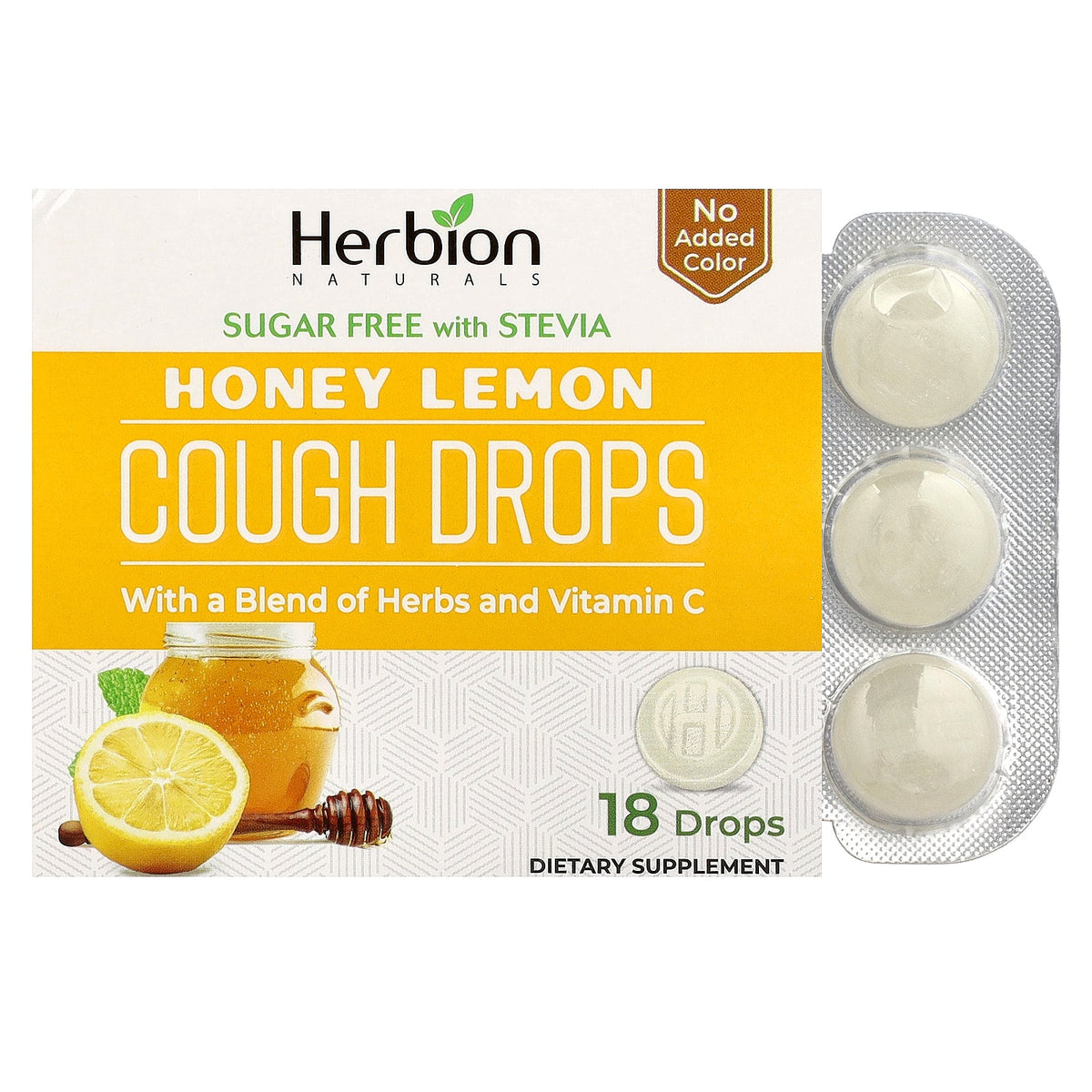 Herbion Naturals, Cough Drops, Honey Lemon, 6 Packs, 18 Drops Each