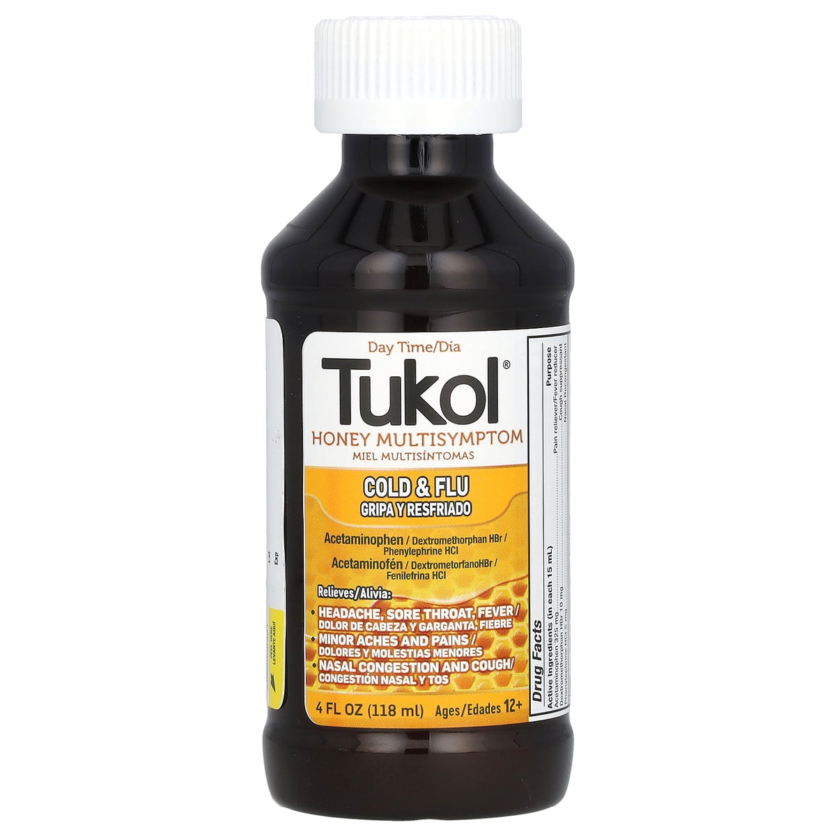Tukol, Honey Multi Symptom, Cold & Flu, Day Time, Ages 12+, Natural Honey, 4 fl oz (118 ml)