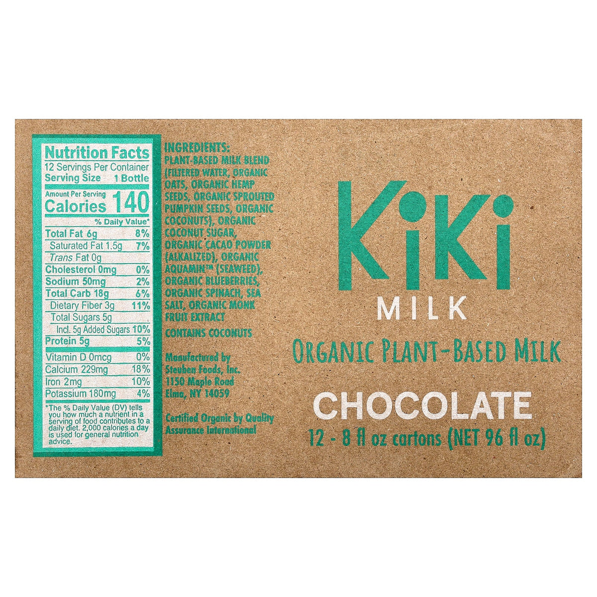 Kiki Milk, Organic Plant-Based Milk, Chocolate, 12 Cartons, 8 fl oz (237 ml) Each