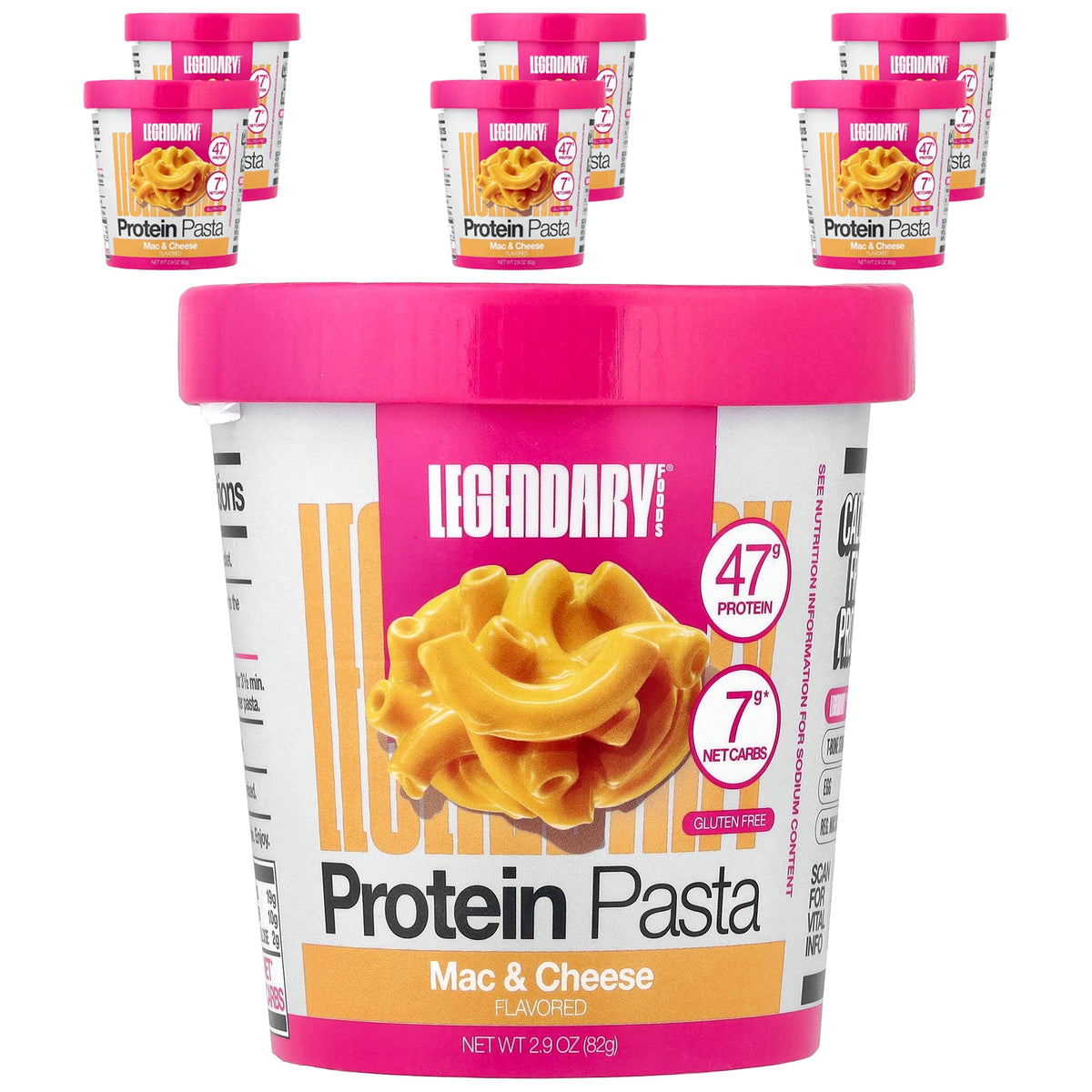 Legendary Foods, Protein Pasta, Mac & Cheese, 6 Count, 2.9 oz (82 g) Each