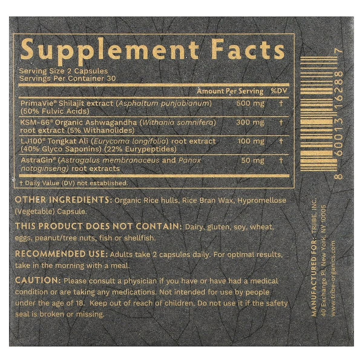 Tribe Organics, Ashwagandha Gold, For Men, 60 Capsules