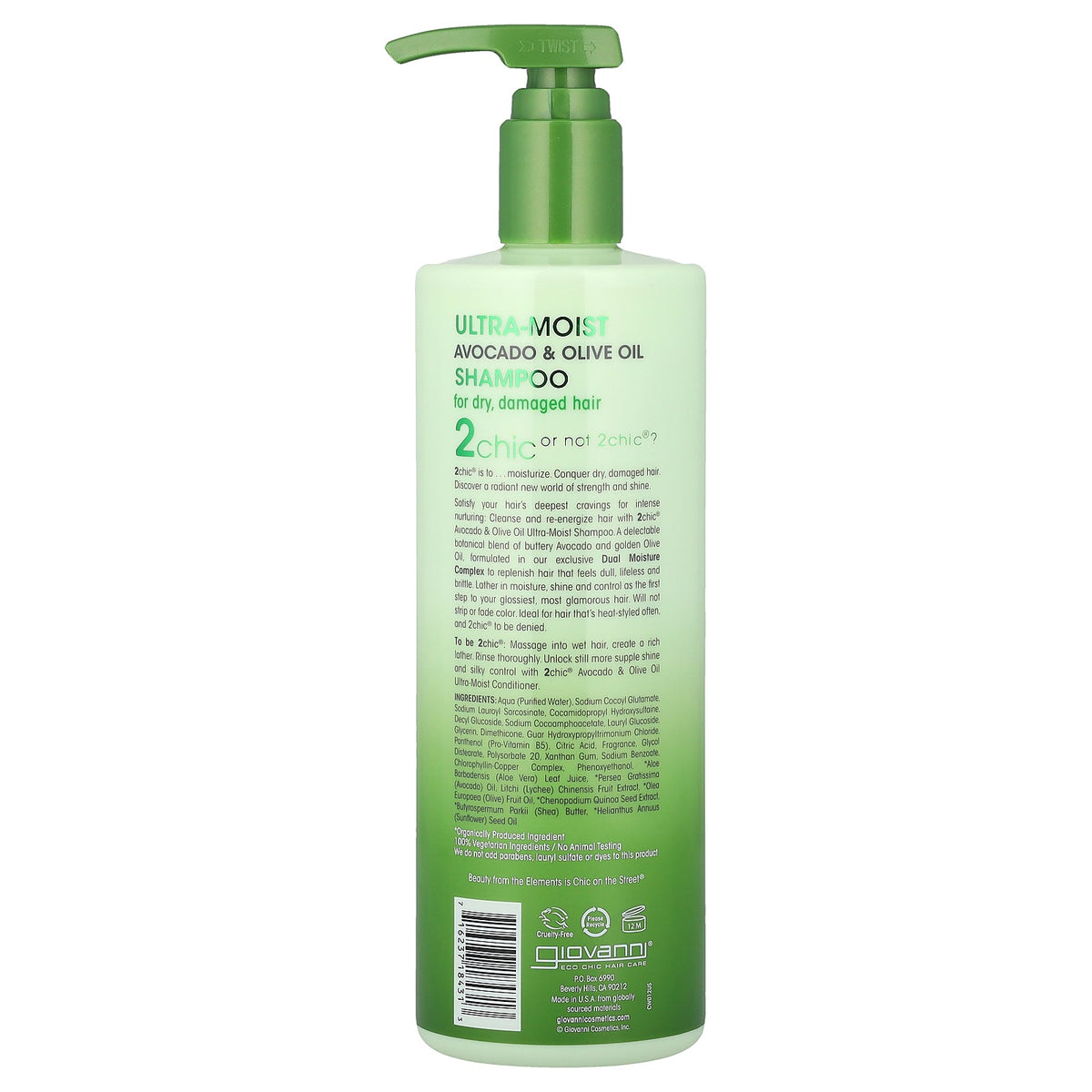 Giovanni, 2chic®, Ultra-Moist Shampoo, For Dry, Damaged Hair, Avocado + Olive Oil, 24 fl oz (710 ml)